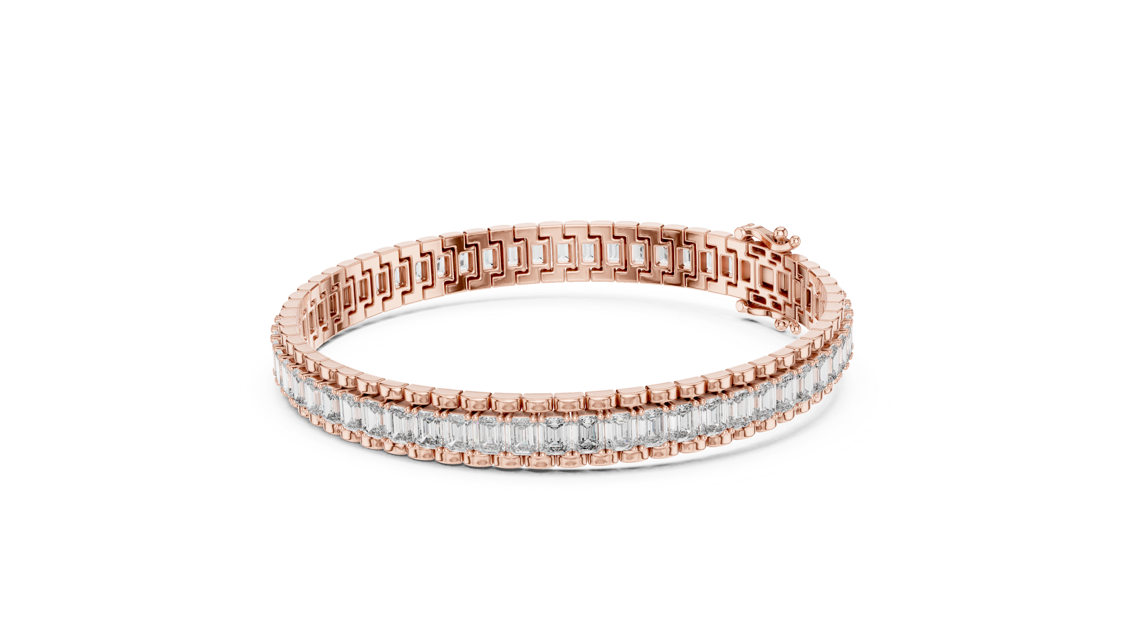 Baguette Cut Lab-Grown Diamond Tennis Bracelet in 14K/18K Rose Gold