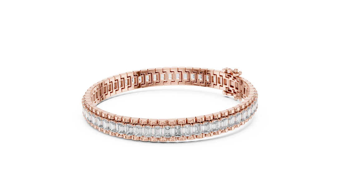 Baguette Cut Lab-Grown Diamond Tennis Bracelet in 14K/18K Rose Gold