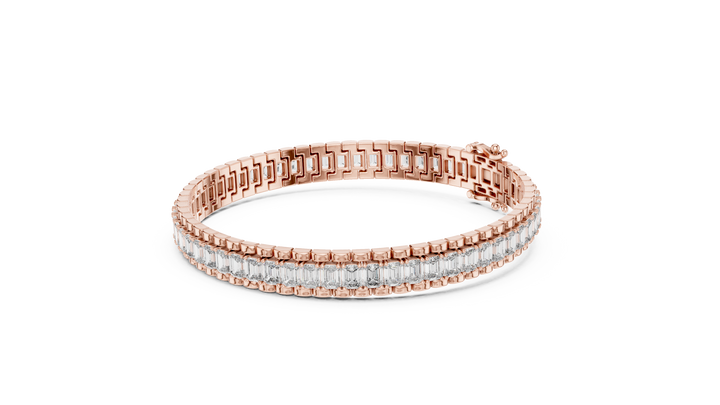 Baguette Cut Lab-Grown Diamond Tennis Bracelet in 14K/18K Rose Gold