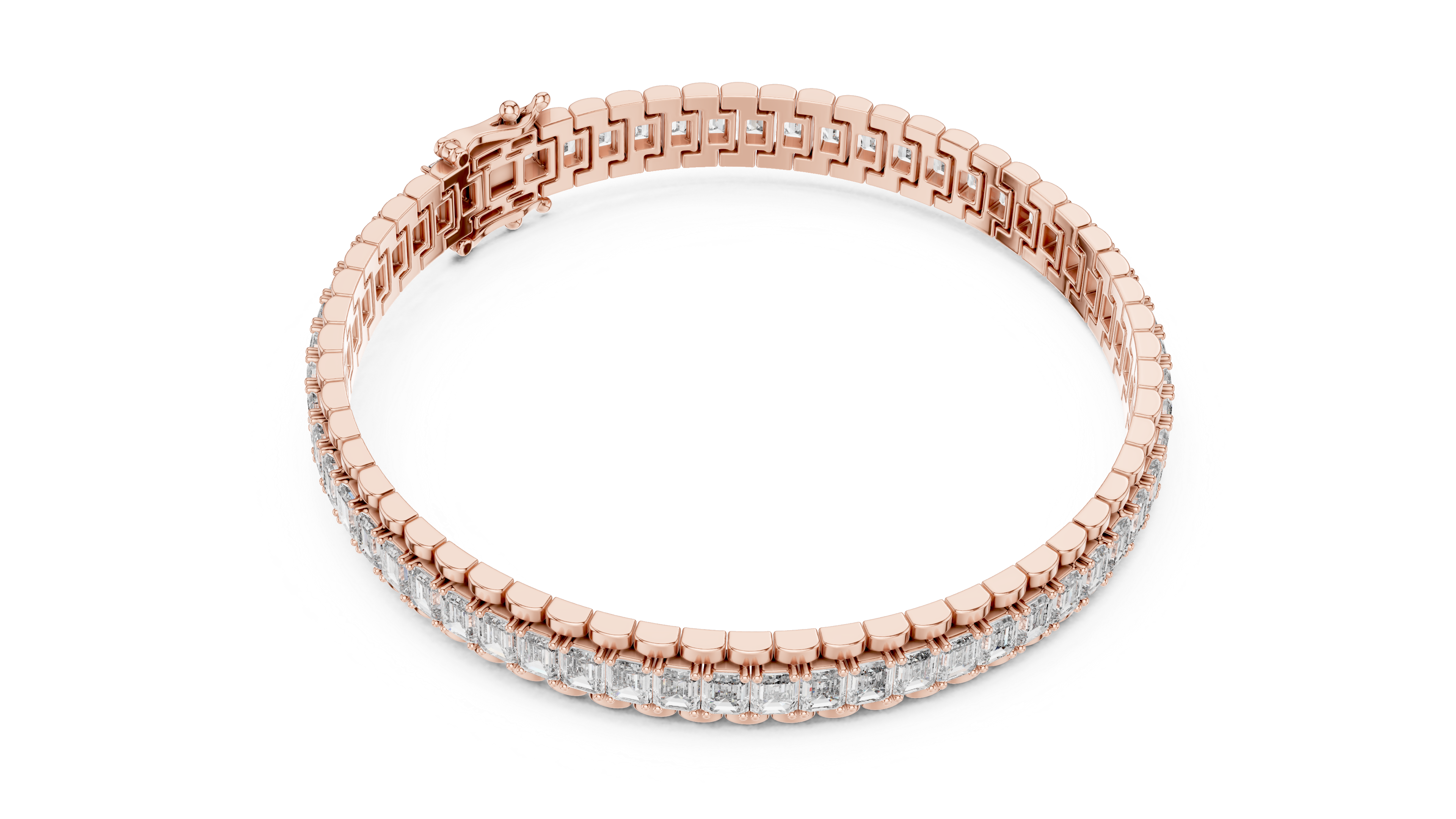 Baguette Cut Lab-Grown Diamond Tennis Bracelet in 14K/18K Rose Gold