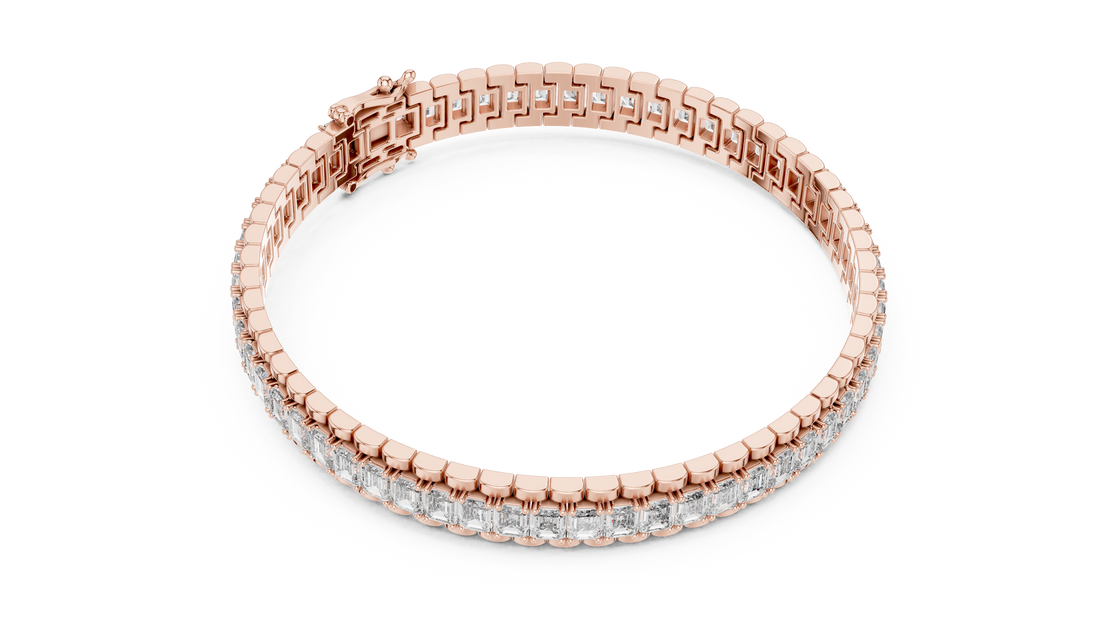 Baguette Cut Lab-Grown Diamond Tennis Bracelet in 14K/18K Rose Gold