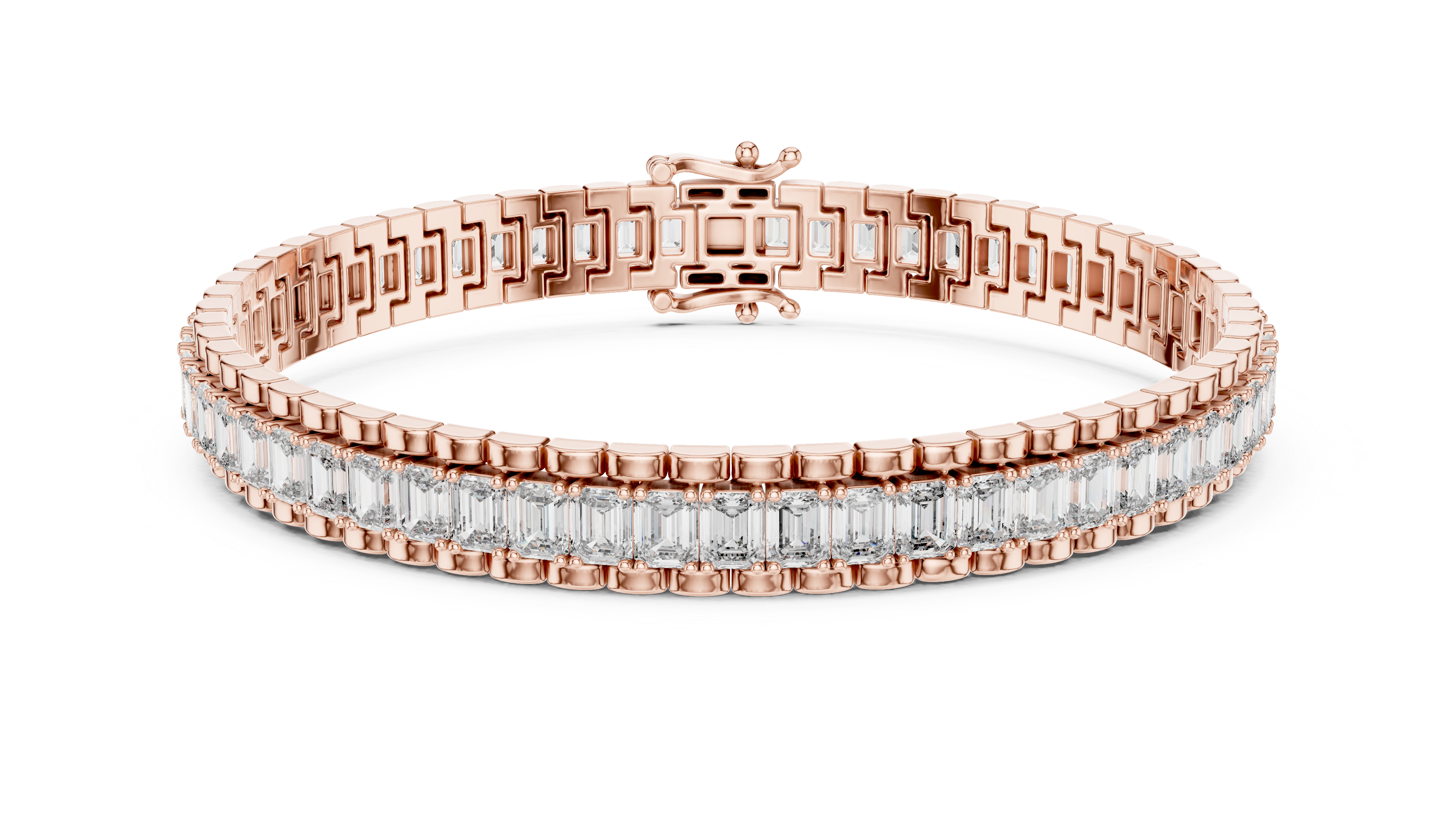 Baguette Cut Lab-Grown Diamond Tennis Bracelet in 14K/18K Rose Gold