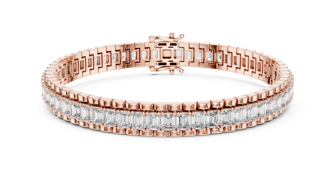 Baguette Cut Lab-Grown Diamond Tennis Bracelet in 14K/18K Rose Gold