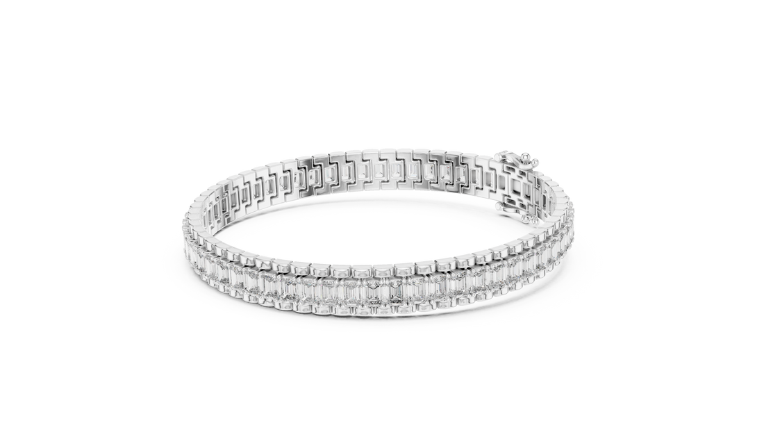Baguette Cut Lab-Grown Diamond Tennis Bracelet in 14K/18K Rose Gold