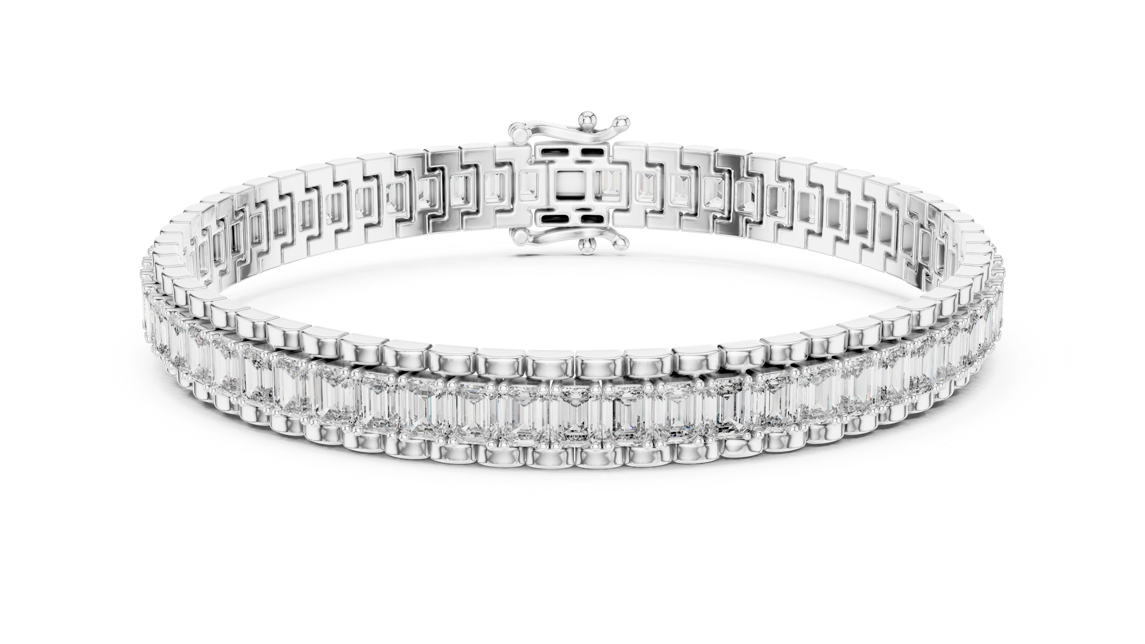 Baguette Cut Lab-Grown Diamond Tennis Bracelet in 14K/18K Rose Gold