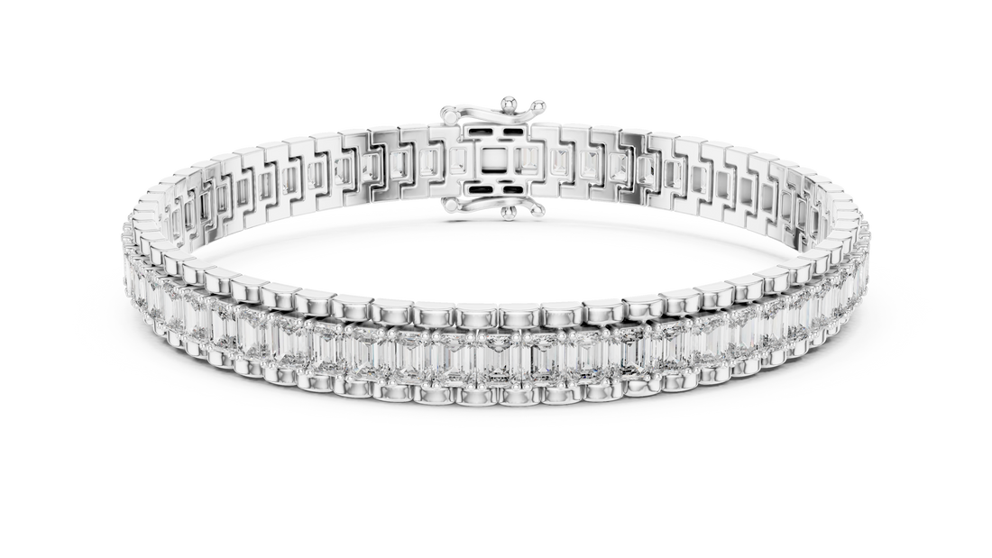 Baguette Cut Lab-Grown Diamond Tennis Bracelet in 14K/18K Rose Gold