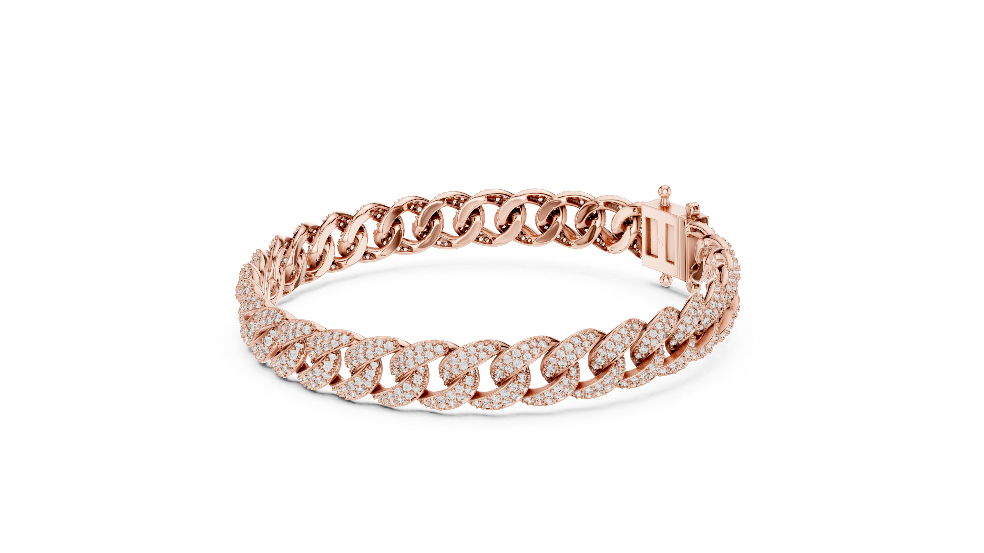 Lab-Grown Diamond Cuban Link Bracelet in 14K/18K Rose Gold