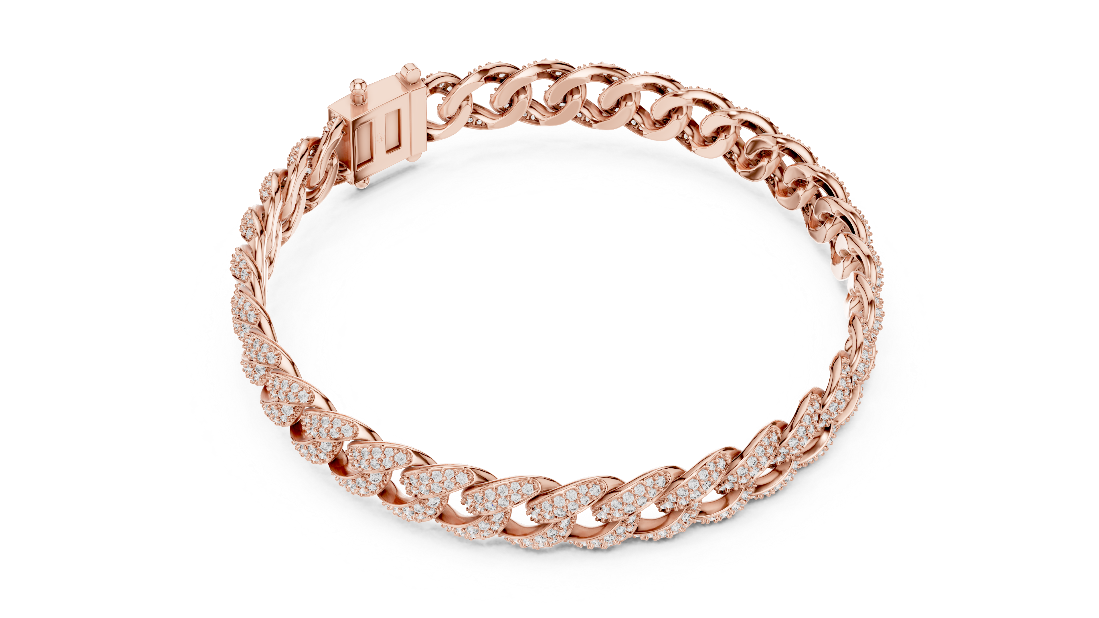 Lab-Grown Diamond Cuban Link Bracelet in 14K/18K Rose Gold
