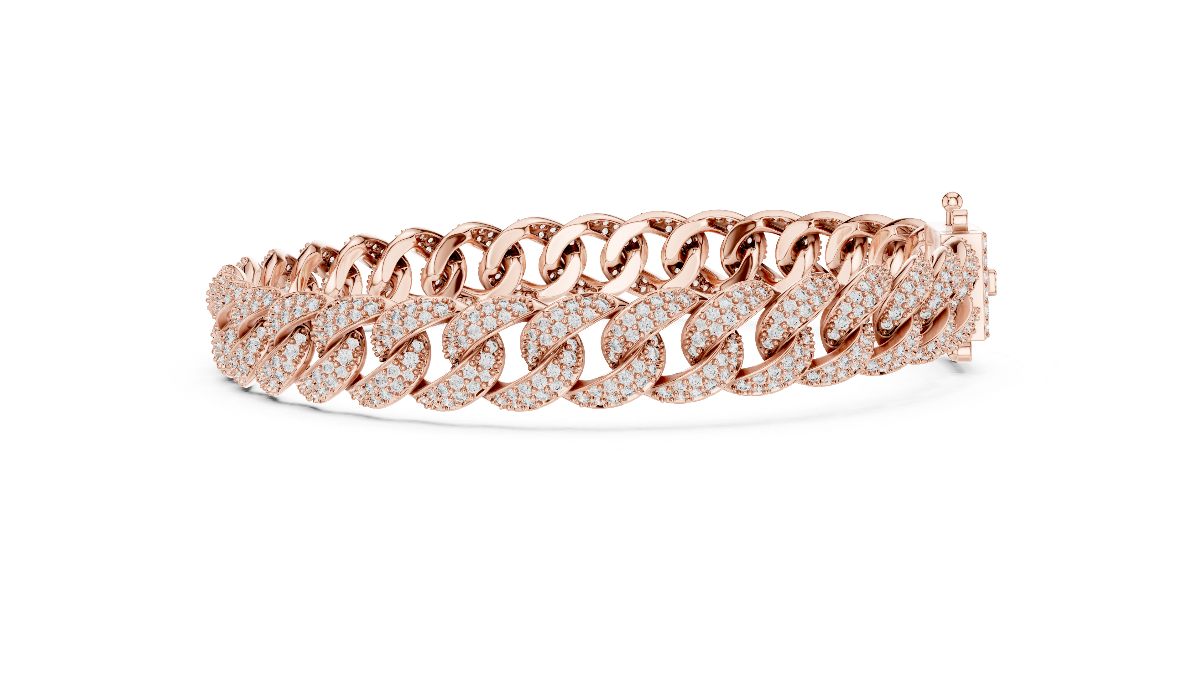 Lab-Grown Diamond Cuban Link Bracelet in 14K/18K Rose Gold