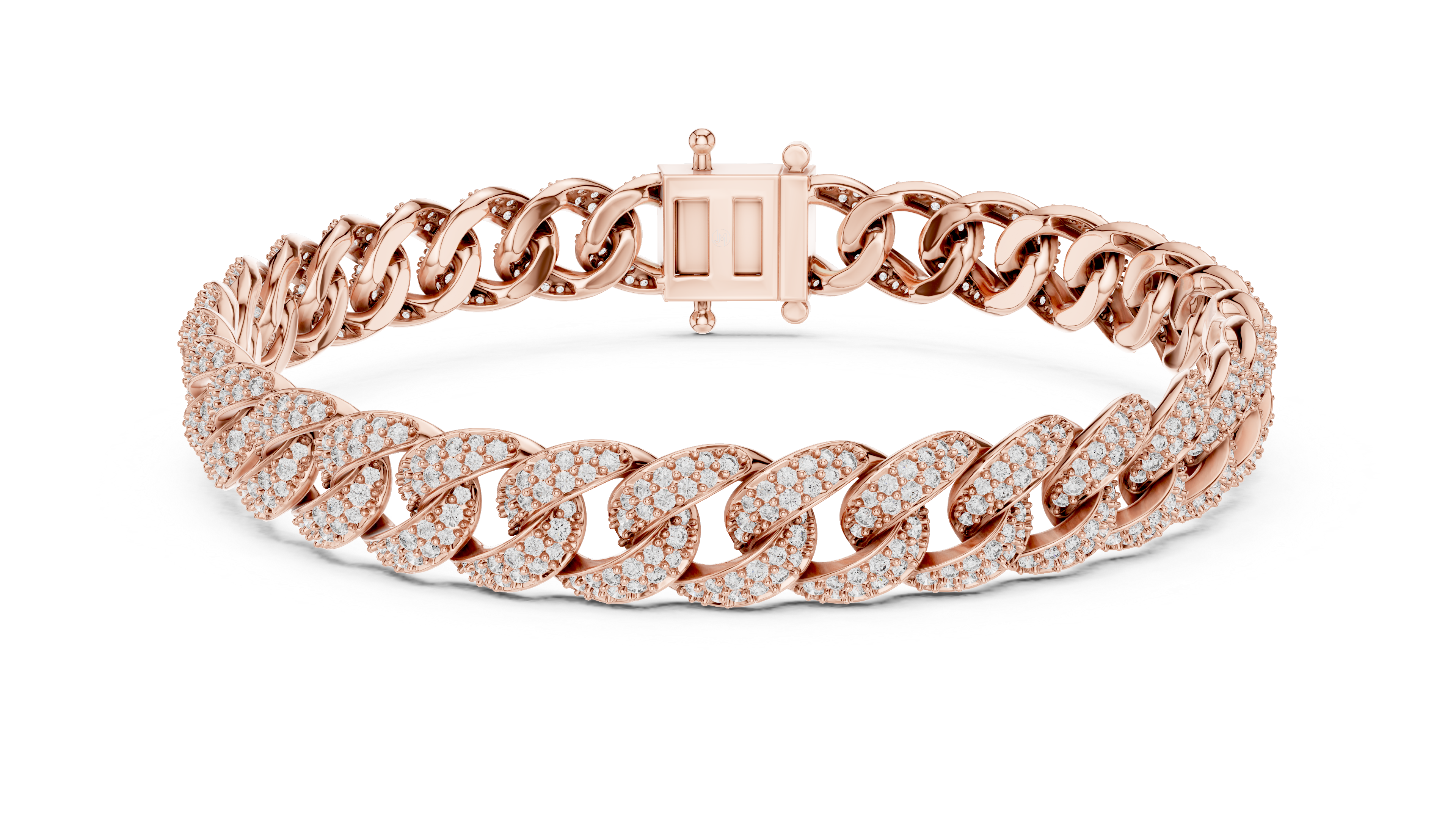 Lab-Grown Diamond Cuban Link Bracelet in 14K/18K Rose Gold
