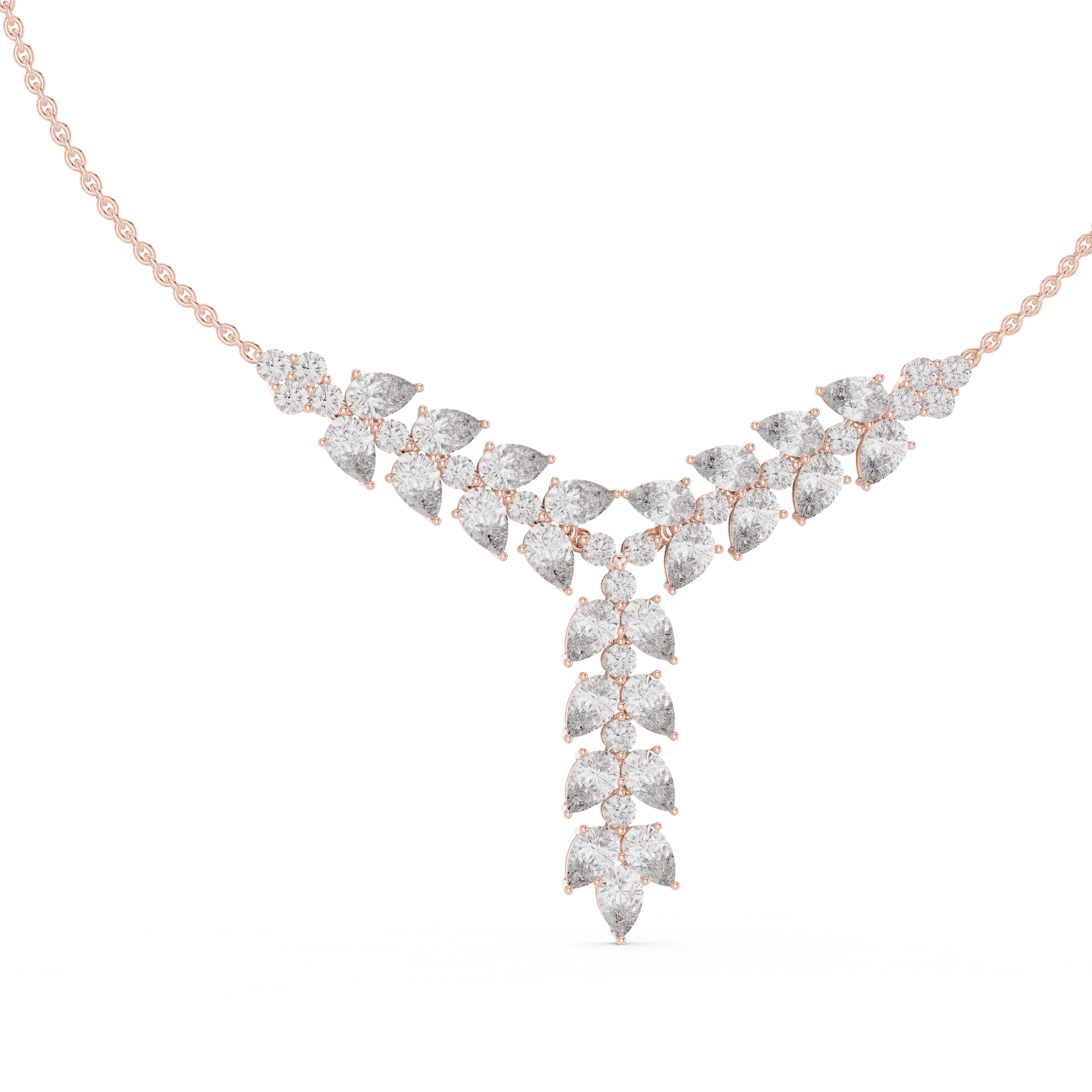 Floral Cascade Lab Grown Diamond Pendant Necklace – 14K/18K Gold | Kiashaa Jewellery