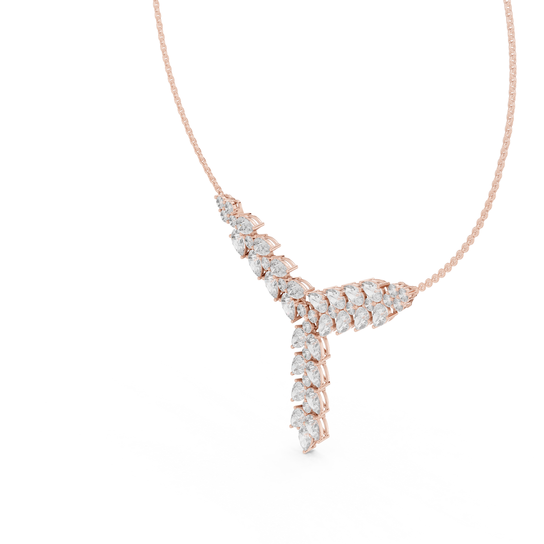 Floral Cascade Lab Grown Diamond Pendant Necklace – 14K/18K Gold | Kiashaa Jewellery