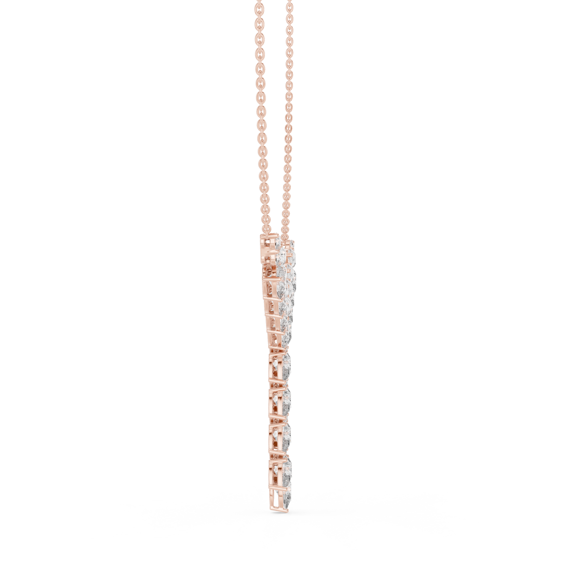 Floral Cascade Lab Grown Diamond Pendant Necklace – 14K/18K Gold | Kiashaa Jewellery