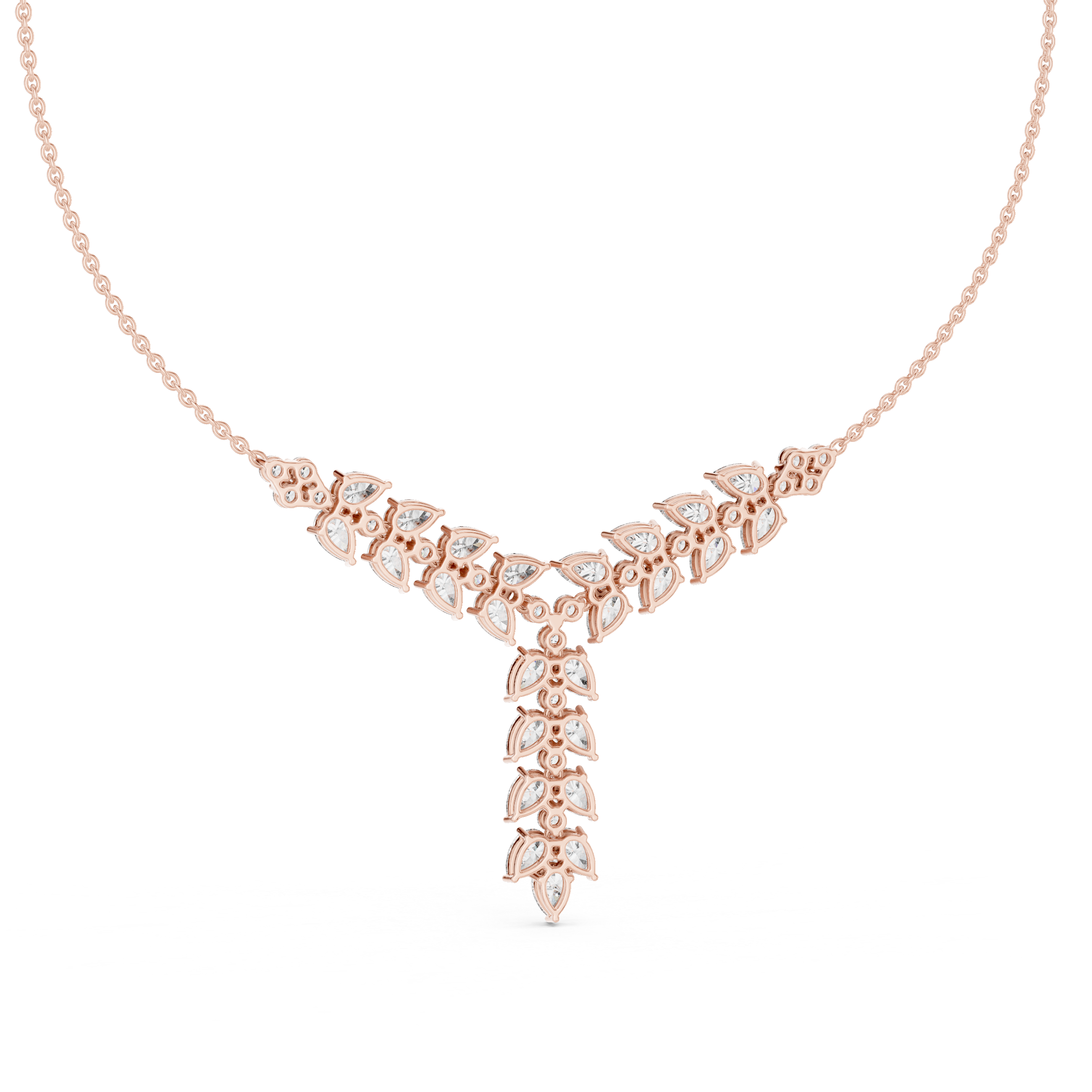 Floral Cascade Lab Grown Diamond Pendant Necklace – 14K/18K Gold | Kiashaa Jewellery