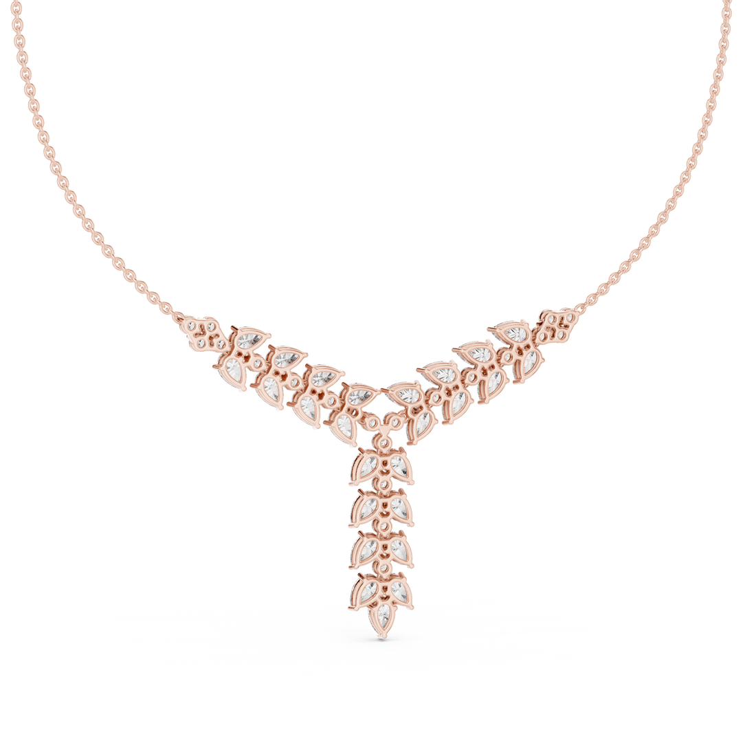 Floral Cascade Lab Grown Diamond Pendant Necklace – 14K/18K Gold | Kiashaa Jewellery