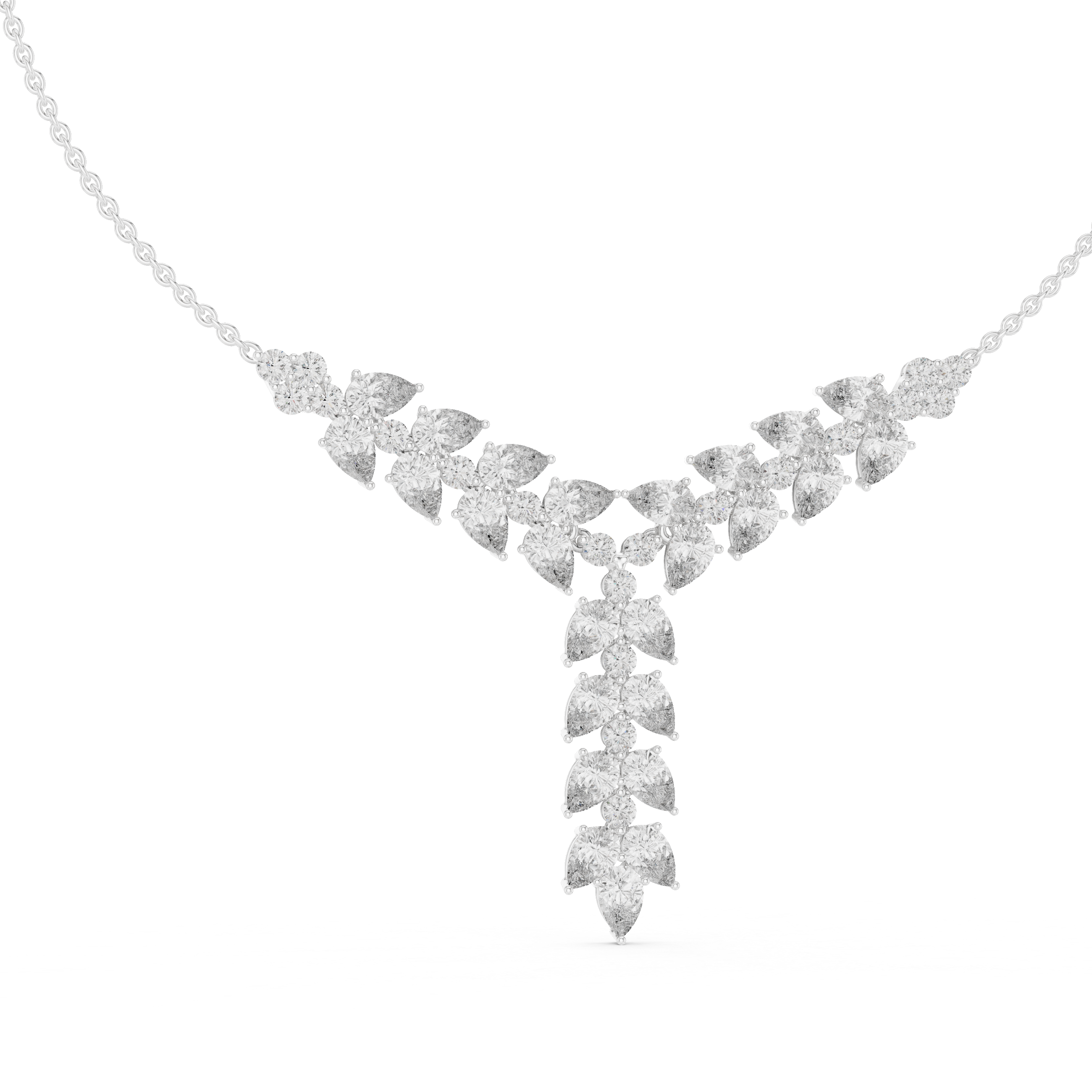 Floral Cascade Lab Grown Diamond Pendant Necklace – 14K/18K Gold | Kiashaa Jewellery