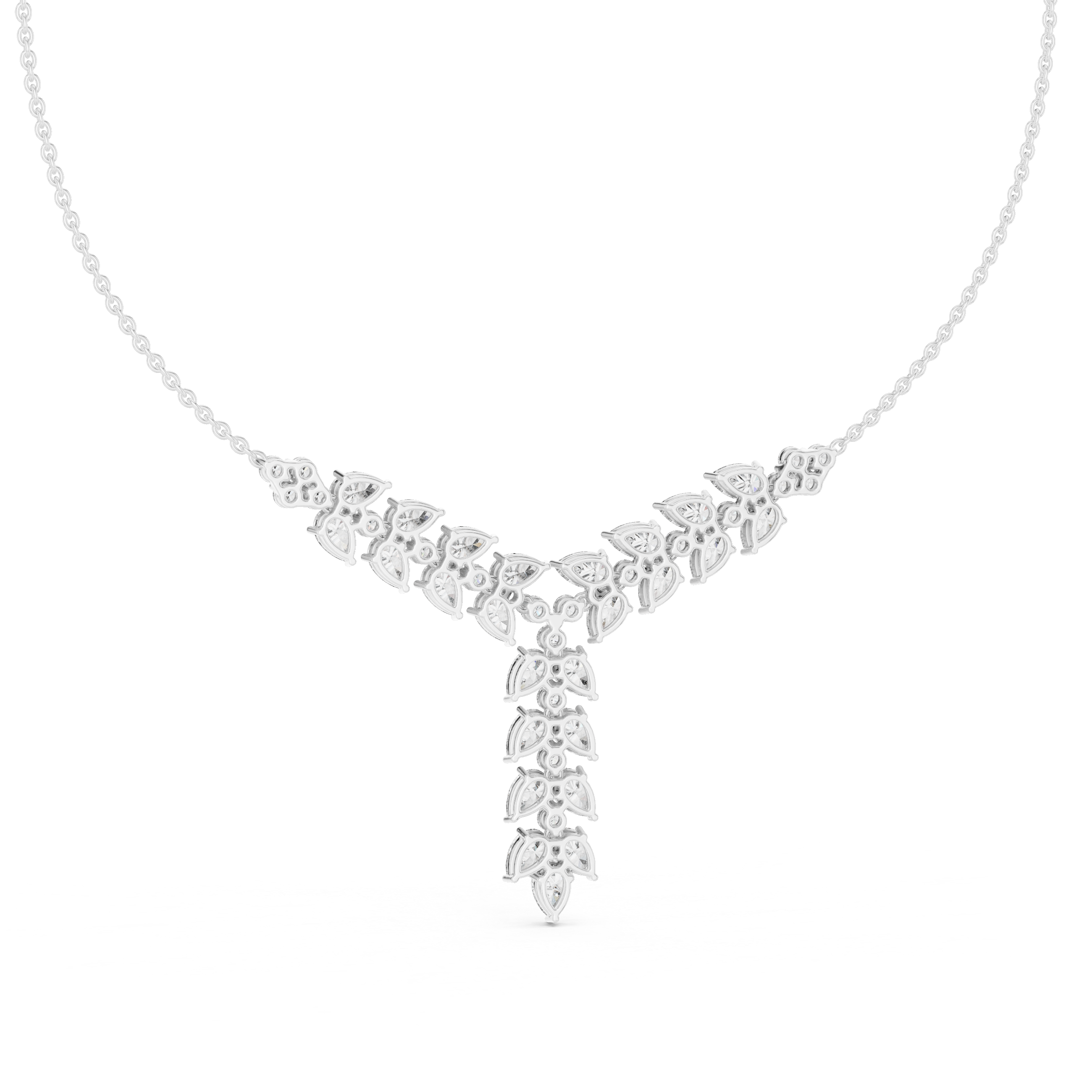 Floral Cascade Lab Grown Diamond Pendant Necklace – 14K/18K Gold | Kiashaa Jewellery