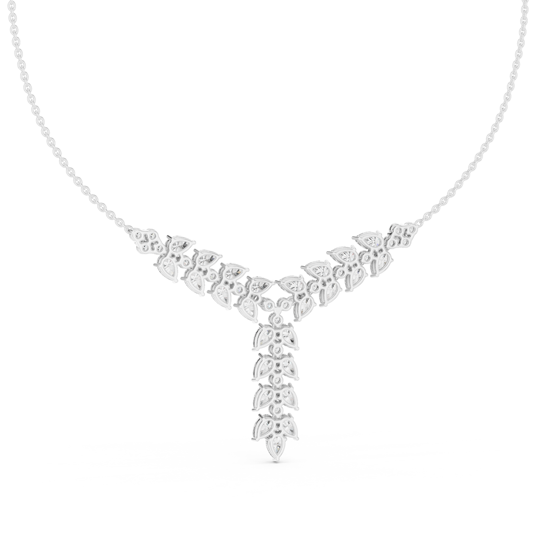 Floral Cascade Lab Grown Diamond Pendant Necklace – 14K/18K Gold | Kiashaa Jewellery