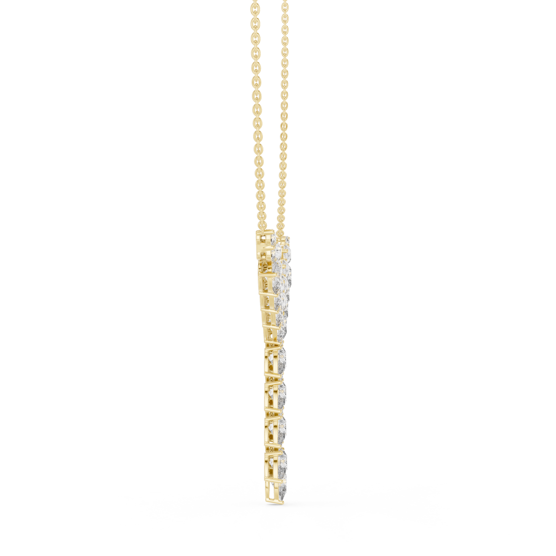 Floral Cascade Lab Grown Diamond Pendant Necklace – 14K/18K Gold | Kiashaa Jewellery