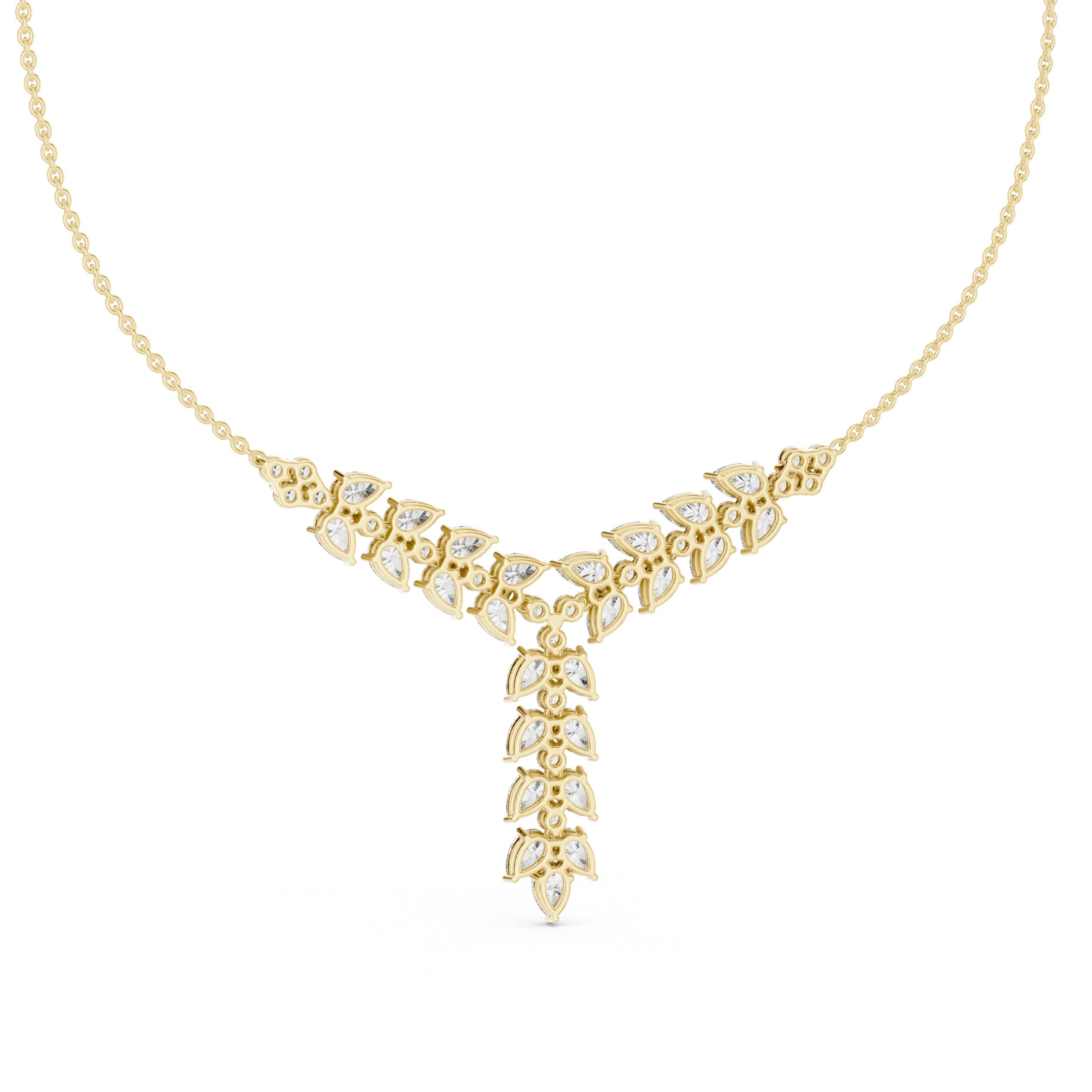 Floral Cascade Lab Grown Diamond Pendant Necklace – 14K/18K Gold | Kiashaa Jewellery