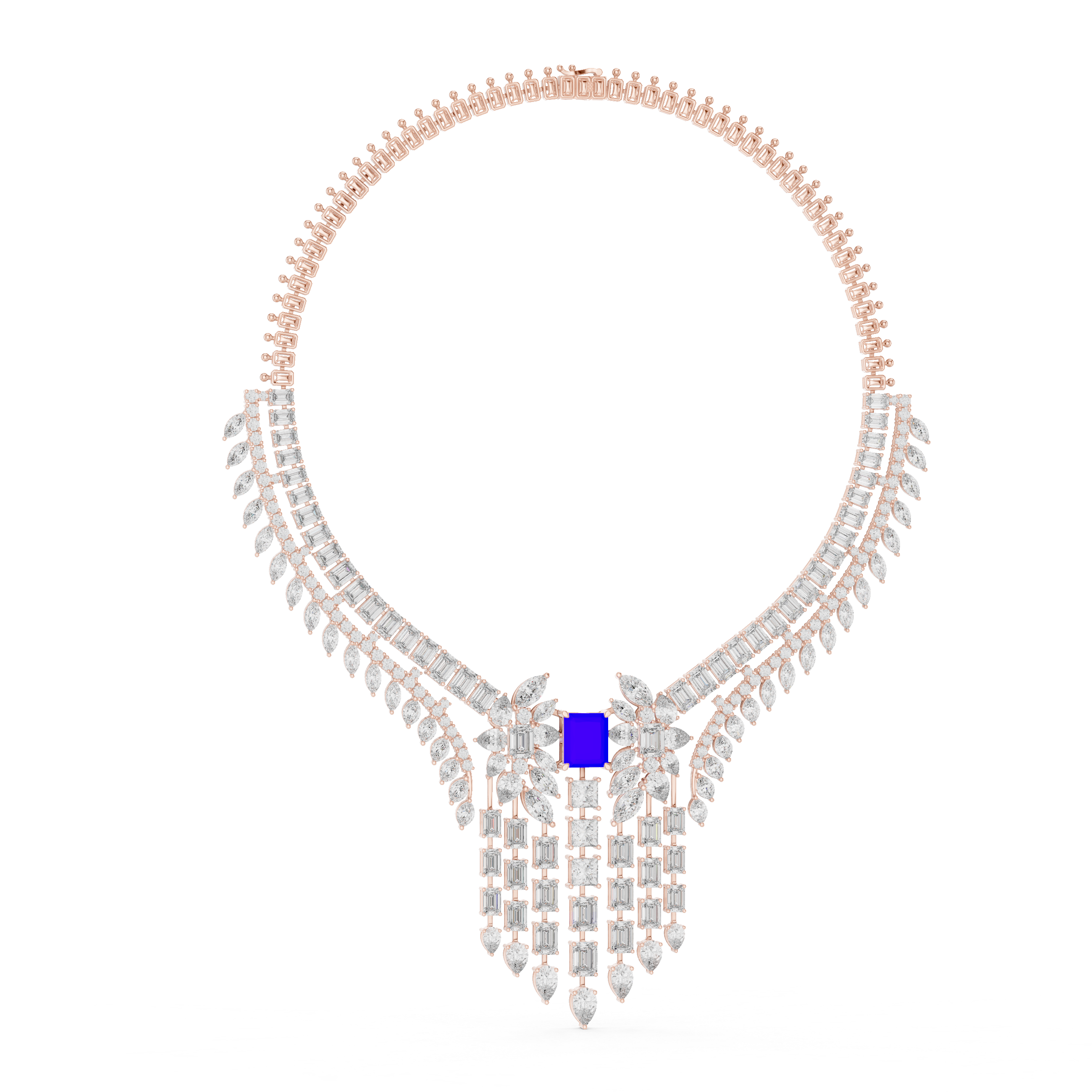 Royal Blue Sapphire & Lab-Grown Diamond Bridal Necklace in 14K & 18K Gold