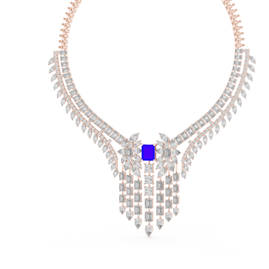 Royal Blue Sapphire & Lab-Grown Diamond Bridal Necklace in 14K & 18K Gold