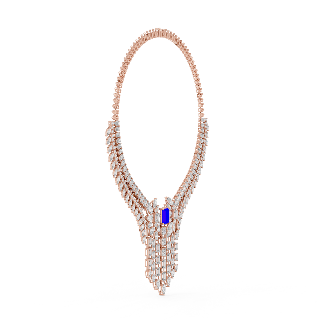 Royal Blue Sapphire & Lab-Grown Diamond Bridal Necklace in 14K & 18K Gold
