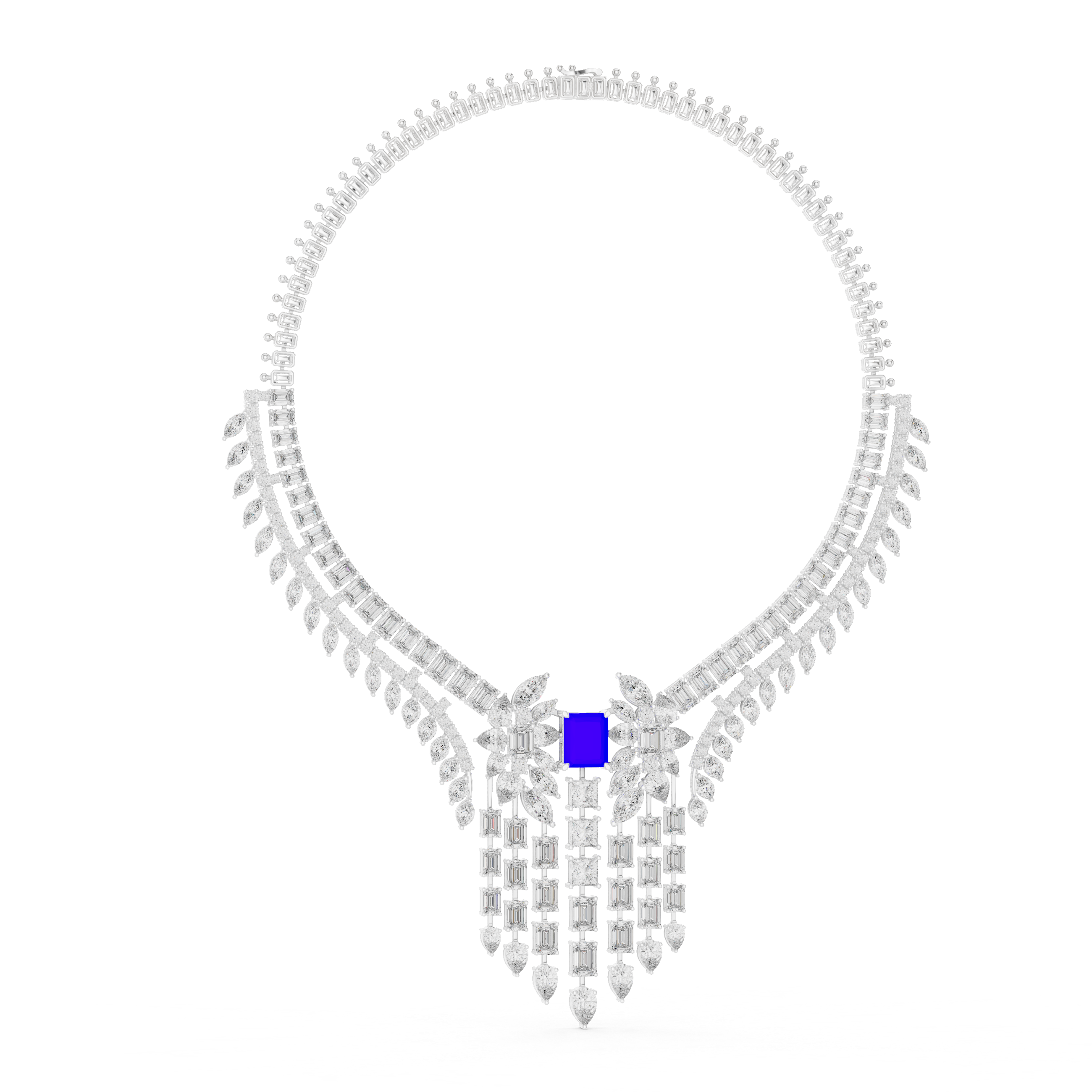 Royal Blue Sapphire & Lab-Grown Diamond Bridal Necklace in 14K & 18K Gold