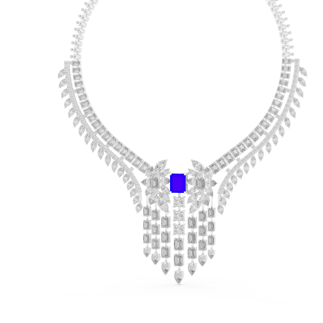 Royal Blue Sapphire & Lab-Grown Diamond Bridal Necklace in 14K & 18K Gold