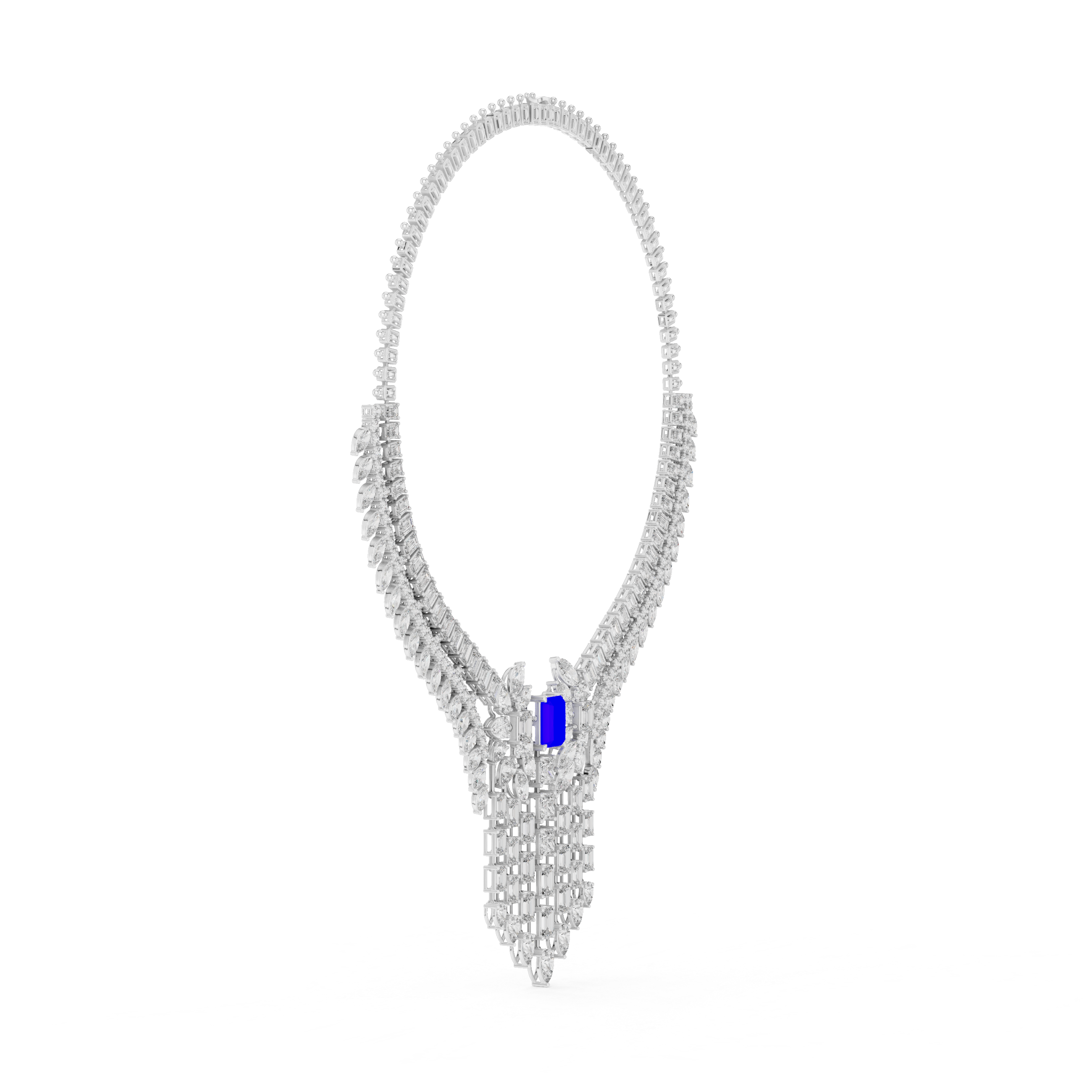 Royal Blue Sapphire & Lab-Grown Diamond Bridal Necklace in 14K & 18K Gold