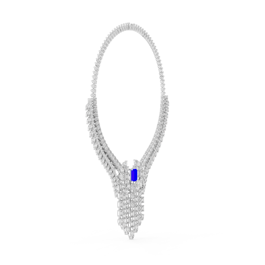 Royal Blue Sapphire & Lab-Grown Diamond Bridal Necklace in 14K & 18K Gold