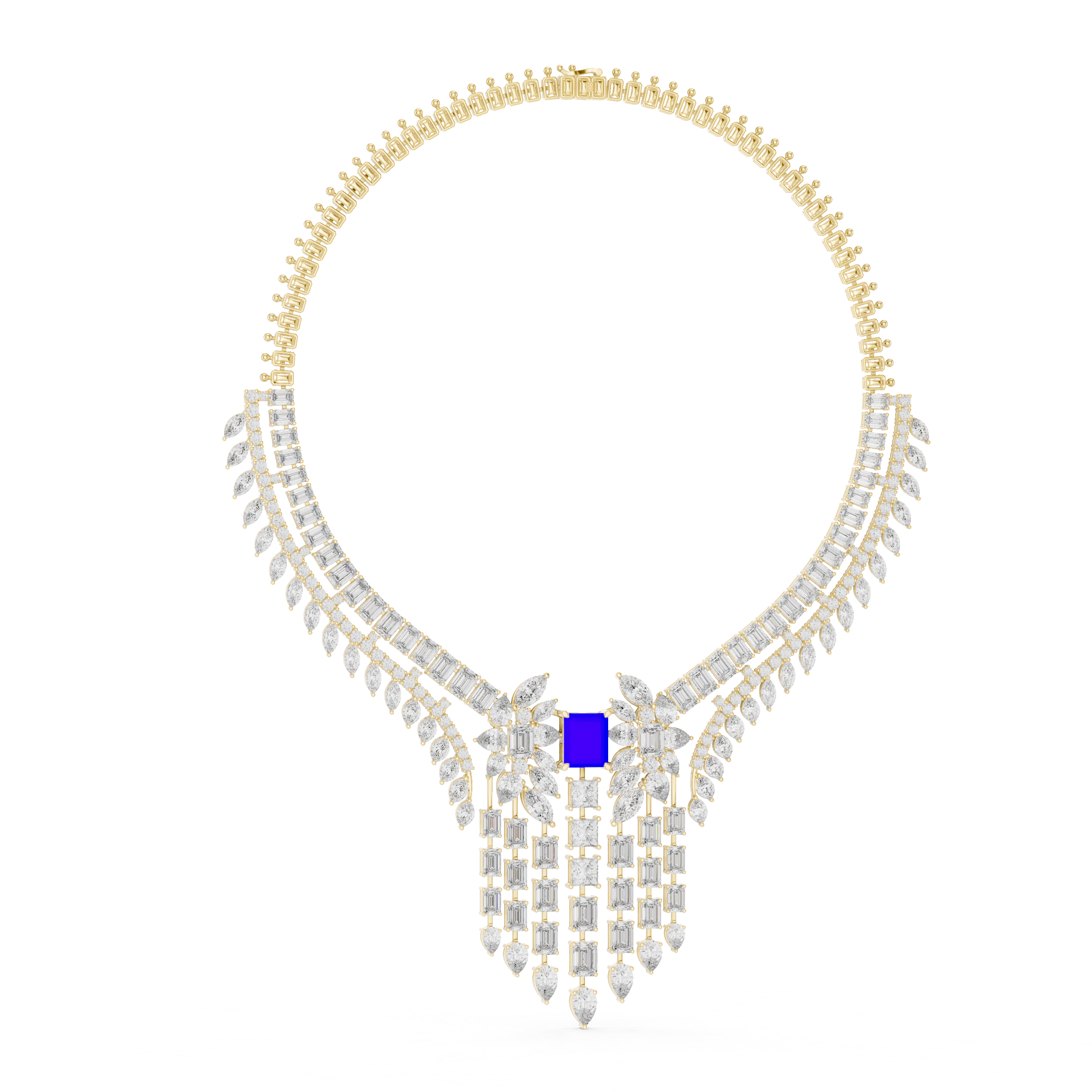 Royal Blue Sapphire & Lab-Grown Diamond Bridal Necklace in 14K & 18K Gold