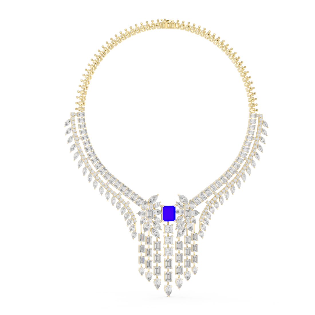 Royal Blue Sapphire & Lab-Grown Diamond Bridal Necklace in 14K & 18K Gold
