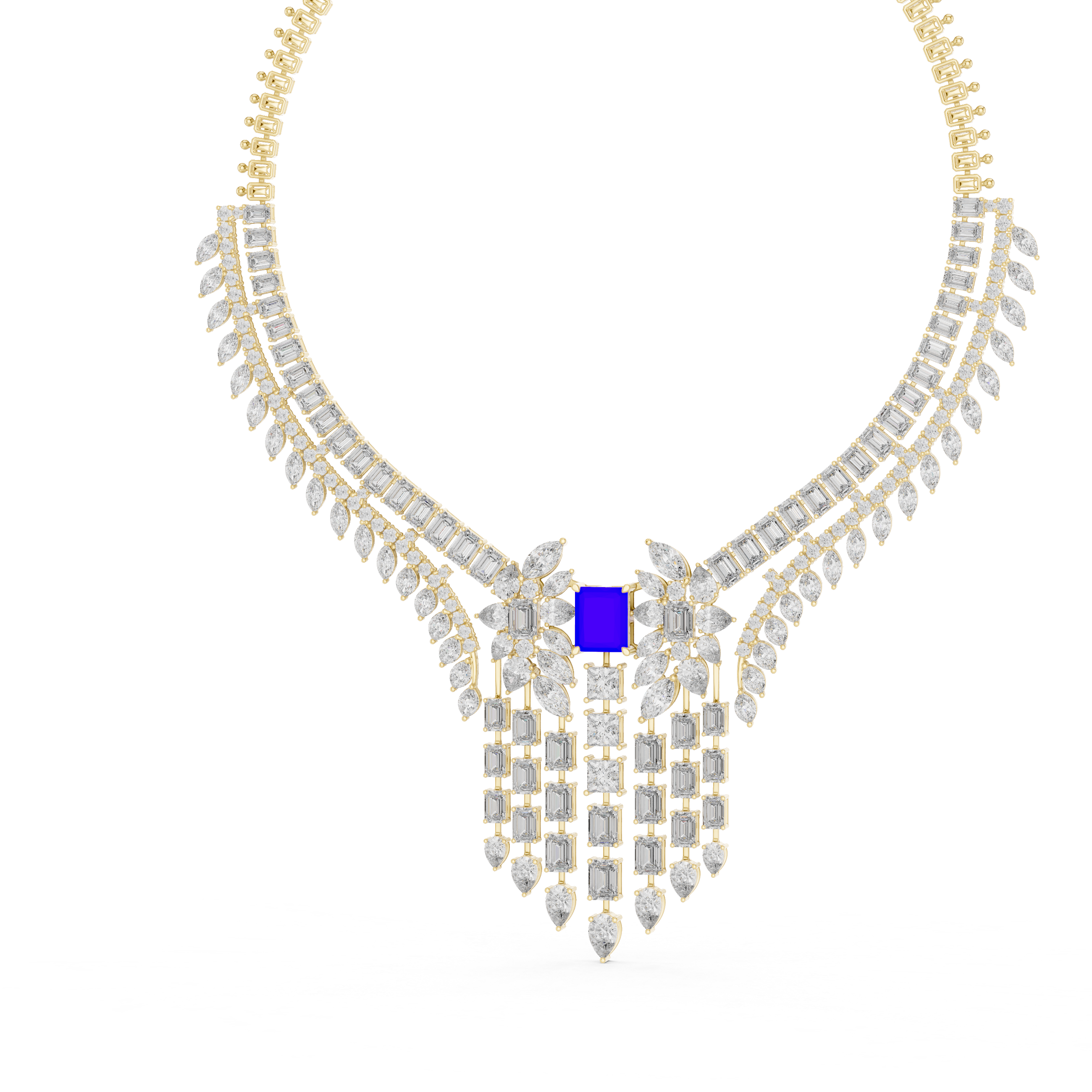 Royal Blue Sapphire & Lab-Grown Diamond Bridal Necklace in 14K & 18K Gold