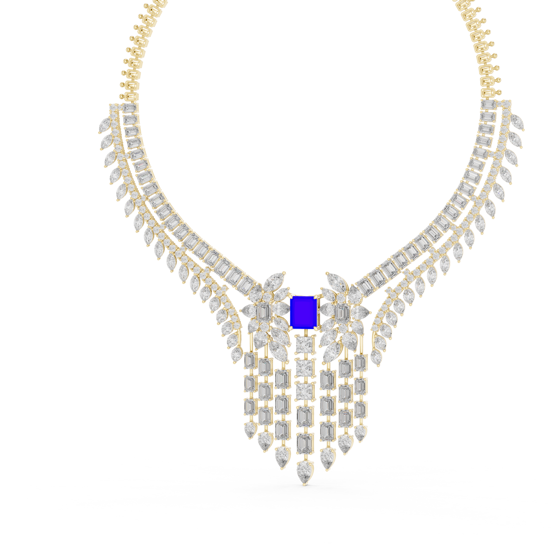 Royal Blue Sapphire & Lab-Grown Diamond Bridal Necklace in 14K & 18K Gold