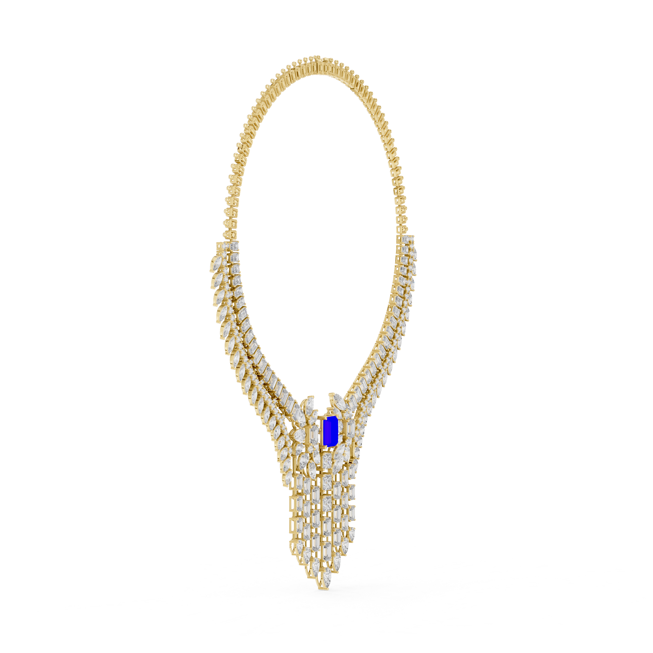 Royal Blue Sapphire & Lab-Grown Diamond Bridal Necklace in 14K & 18K Gold