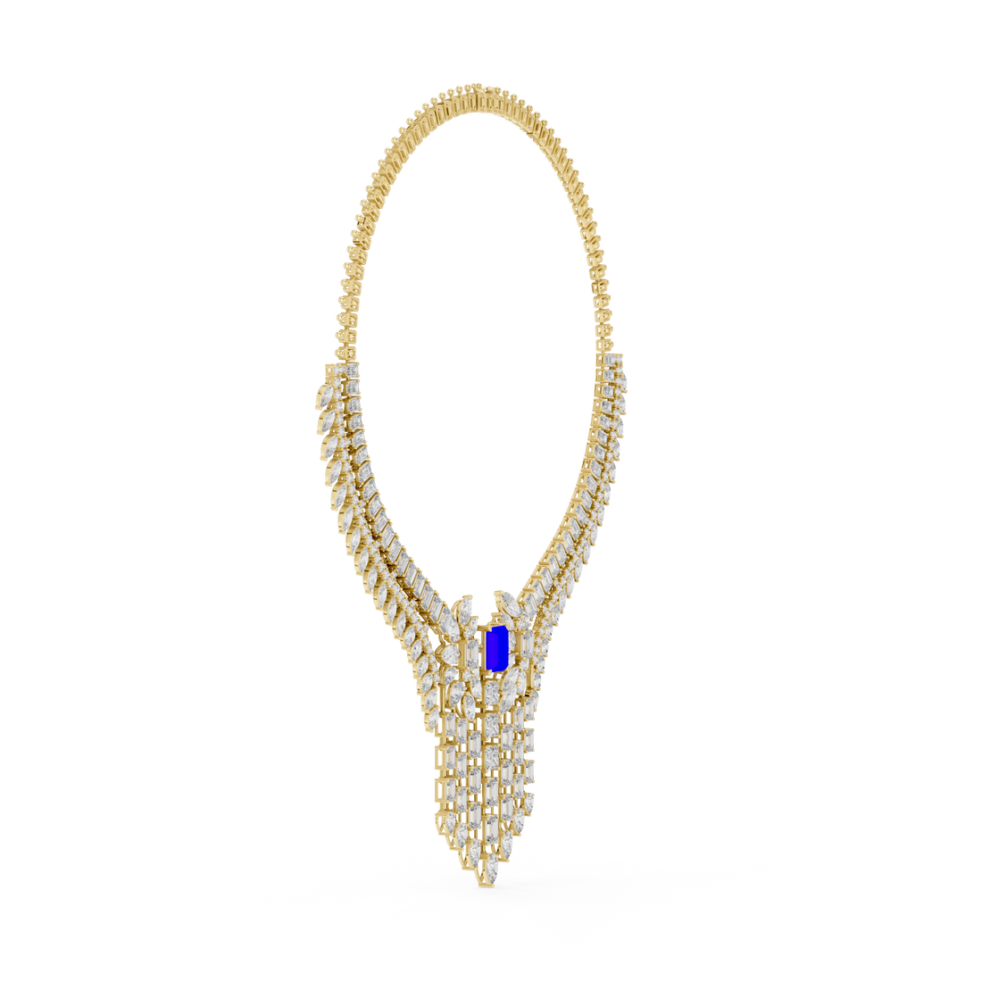 Royal Blue Sapphire & Lab-Grown Diamond Bridal Necklace in 14K & 18K Gold