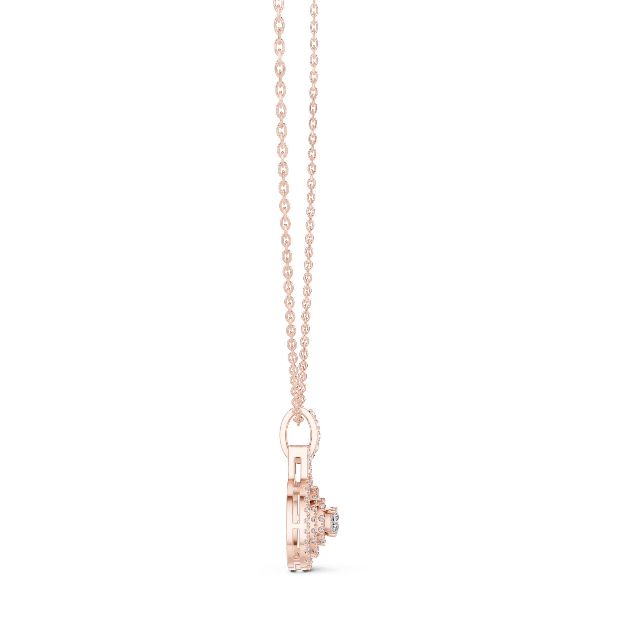 Round Halo Lab Grown Diamond Pendant – 14K/18K Gold | Kiashaa Jewellery