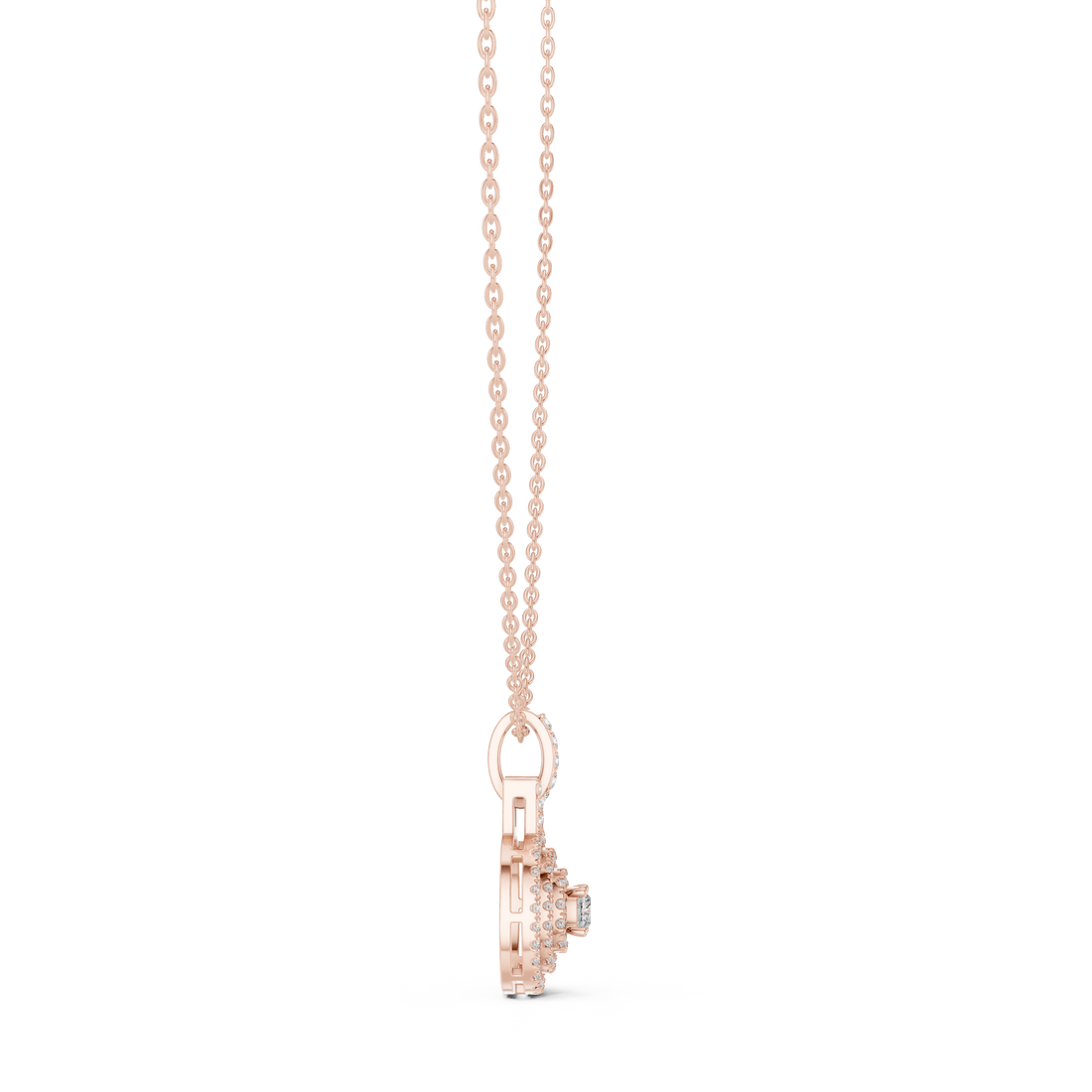Round Halo Lab Grown Diamond Pendant – 14K/18K Gold | Kiashaa Jewellery