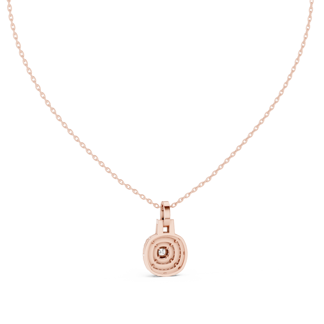 Round Halo Lab Grown Diamond Pendant – 14K/18K Gold | Kiashaa Jewellery