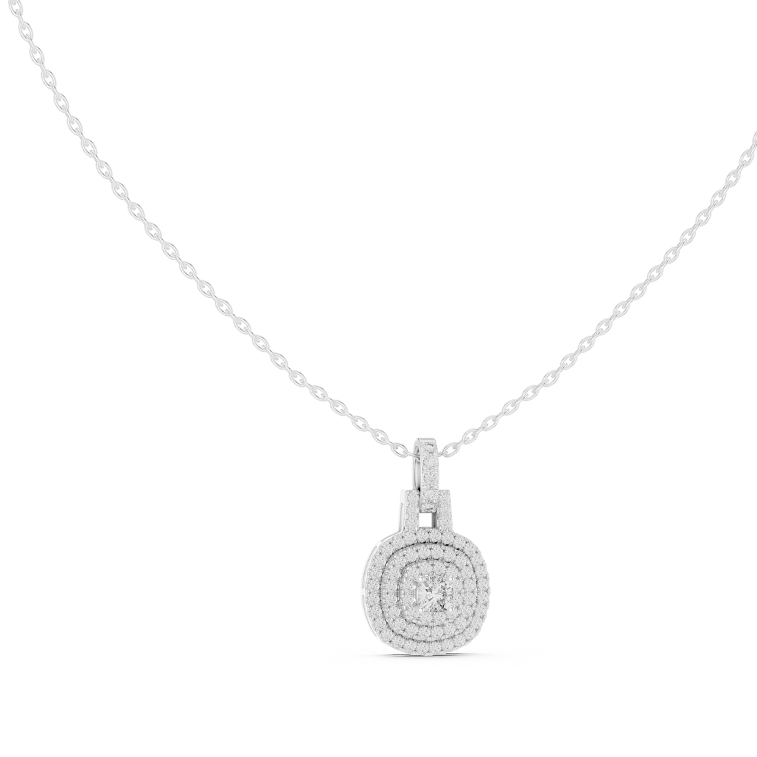 Round Halo Lab Grown Diamond Pendant – 14K/18K Gold | Kiashaa Jewellery