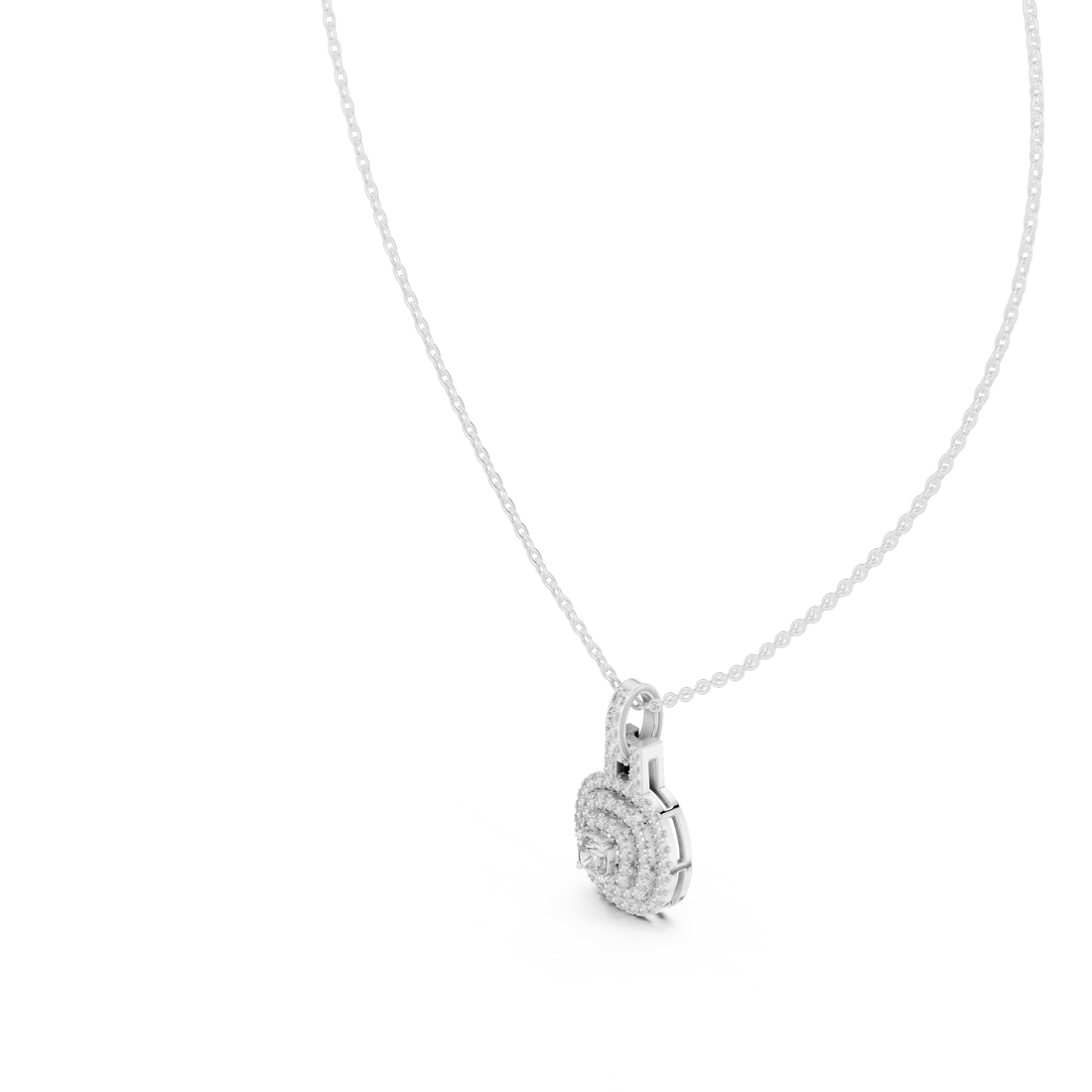 Round Halo Lab Grown Diamond Pendant – 14K/18K Gold | Kiashaa Jewellery