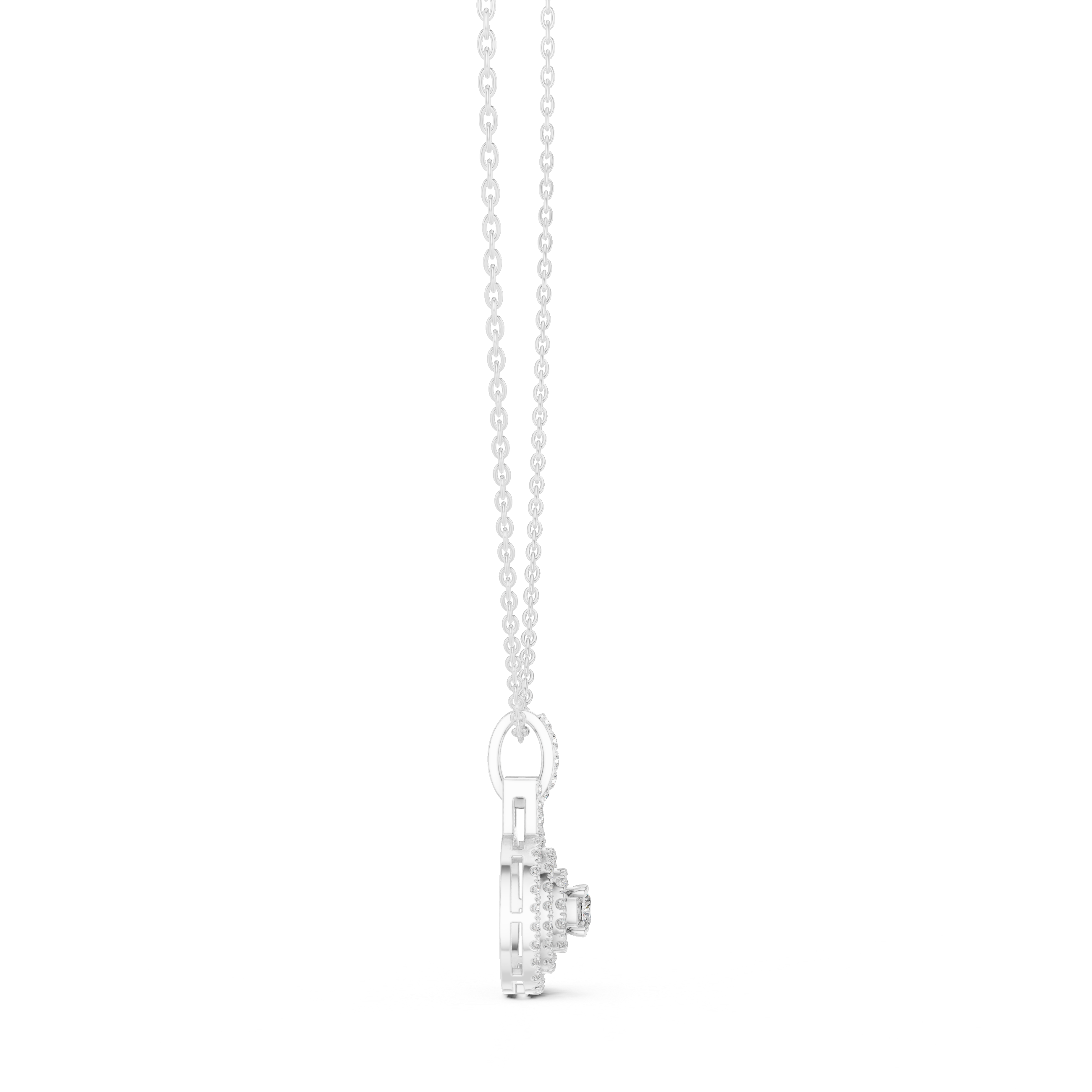 Round Halo Lab Grown Diamond Pendant – 14K/18K Gold | Kiashaa Jewellery