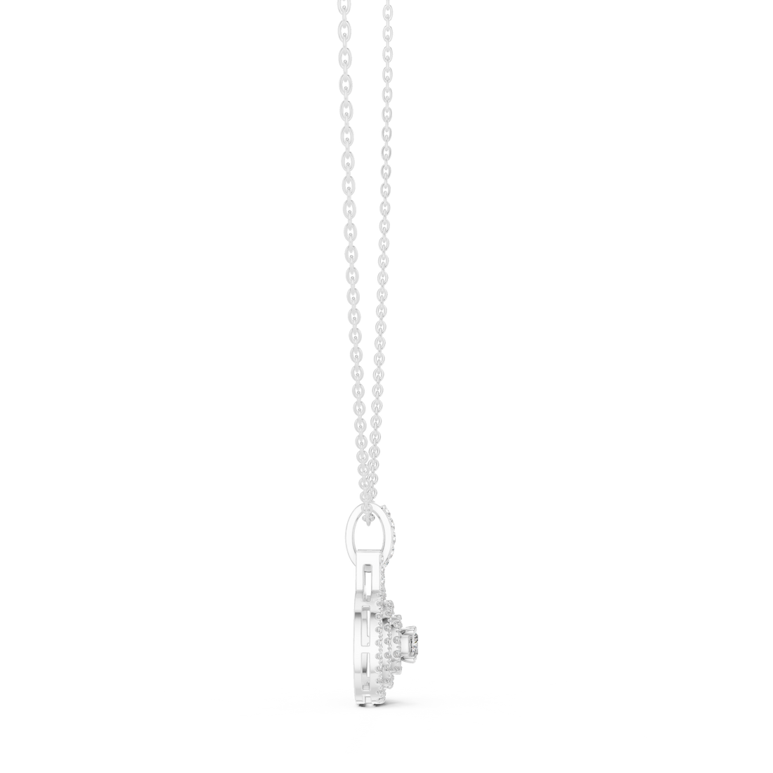 Round Halo Lab Grown Diamond Pendant – 14K/18K Gold | Kiashaa Jewellery