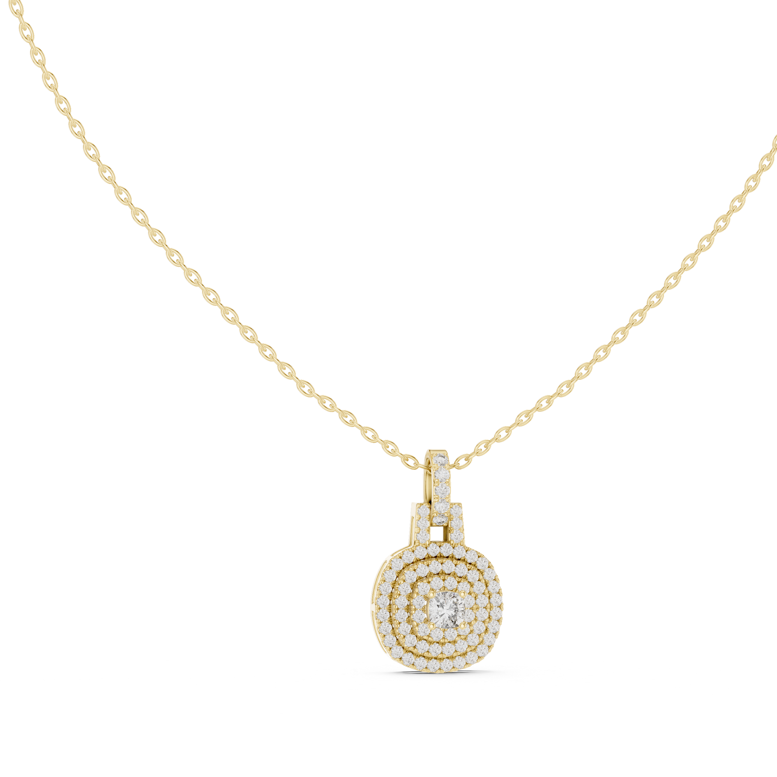 Round Halo Lab Grown Diamond Pendant – 14K/18K Gold | Kiashaa Jewellery