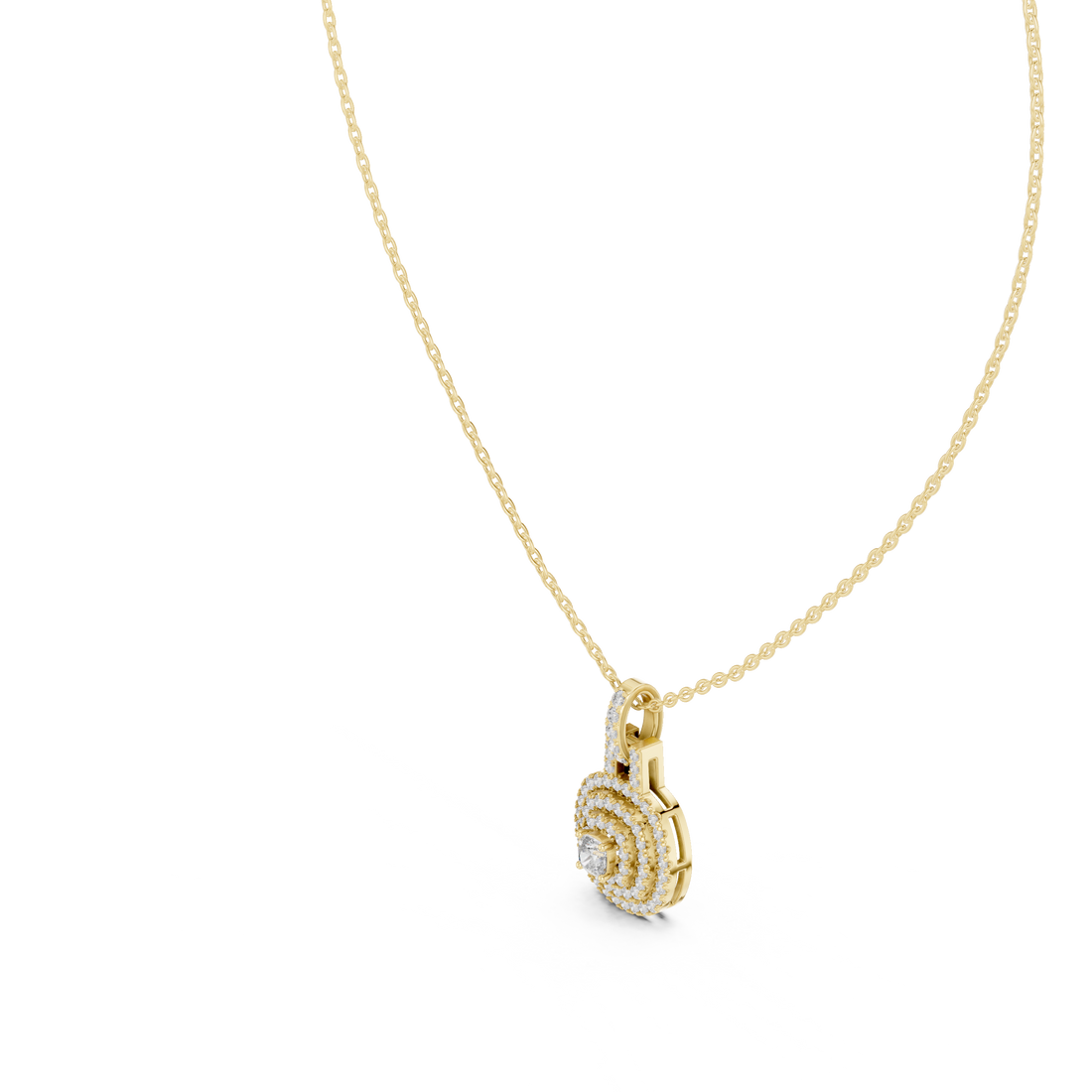 Round Halo Lab Grown Diamond Pendant – 14K/18K Gold | Kiashaa Jewellery