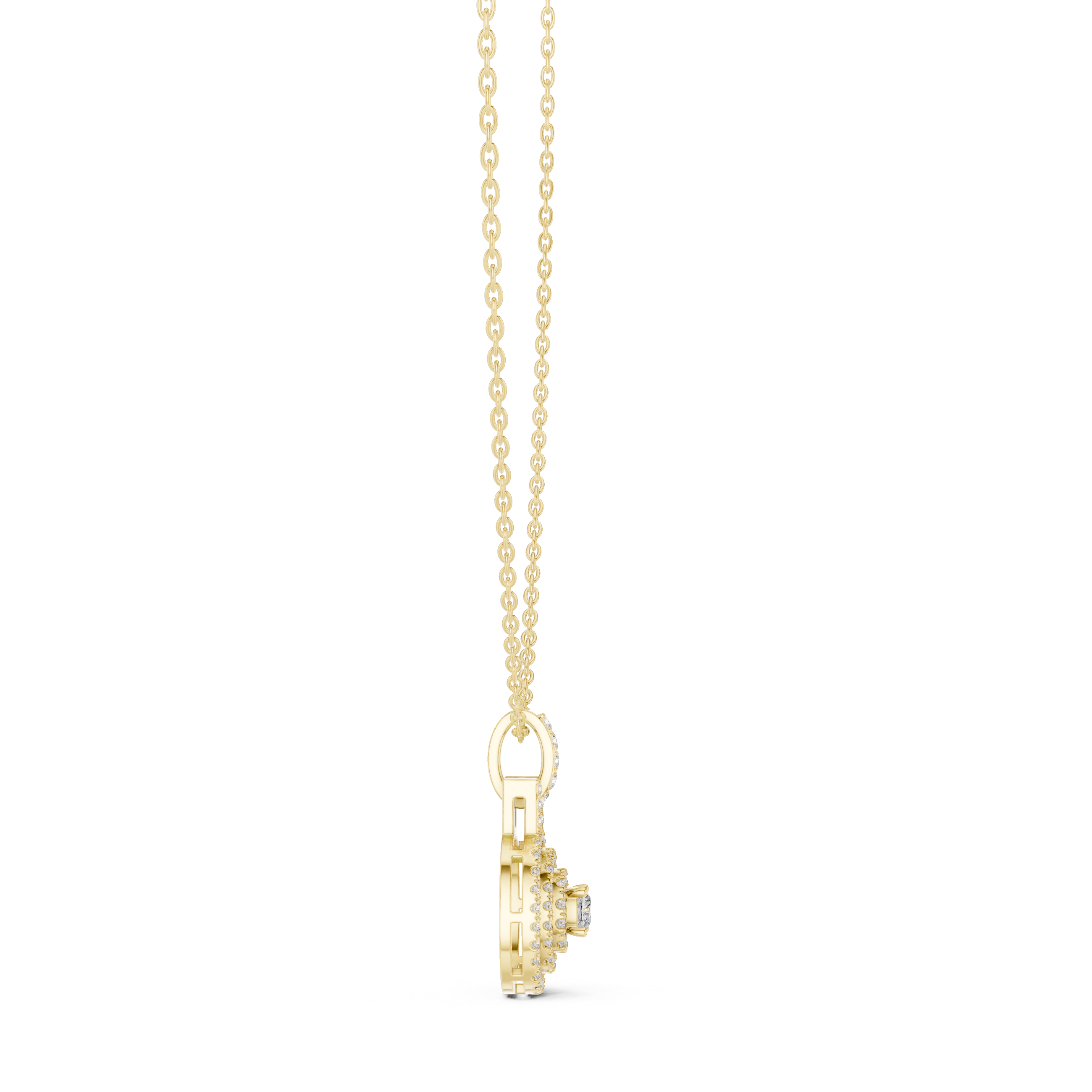 Round Halo Lab Grown Diamond Pendant – 14K/18K Gold | Kiashaa Jewellery