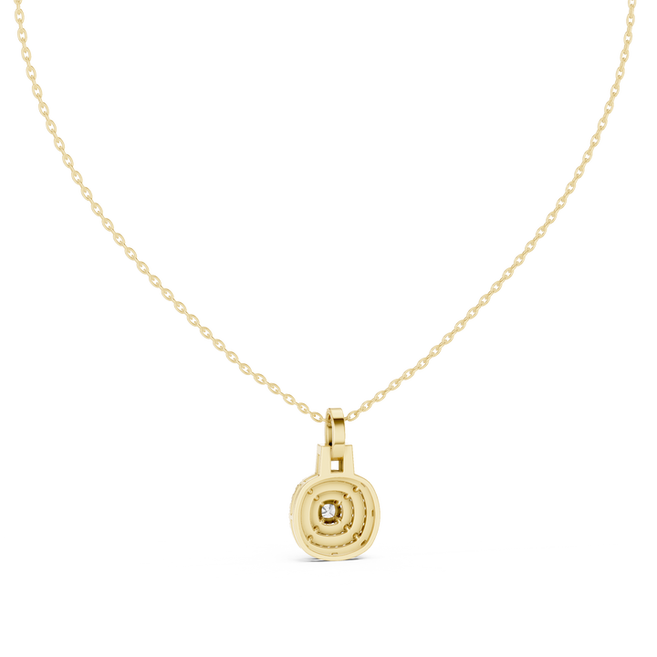 Round Halo Lab Grown Diamond Pendant – 14K/18K Gold | Kiashaa Jewellery