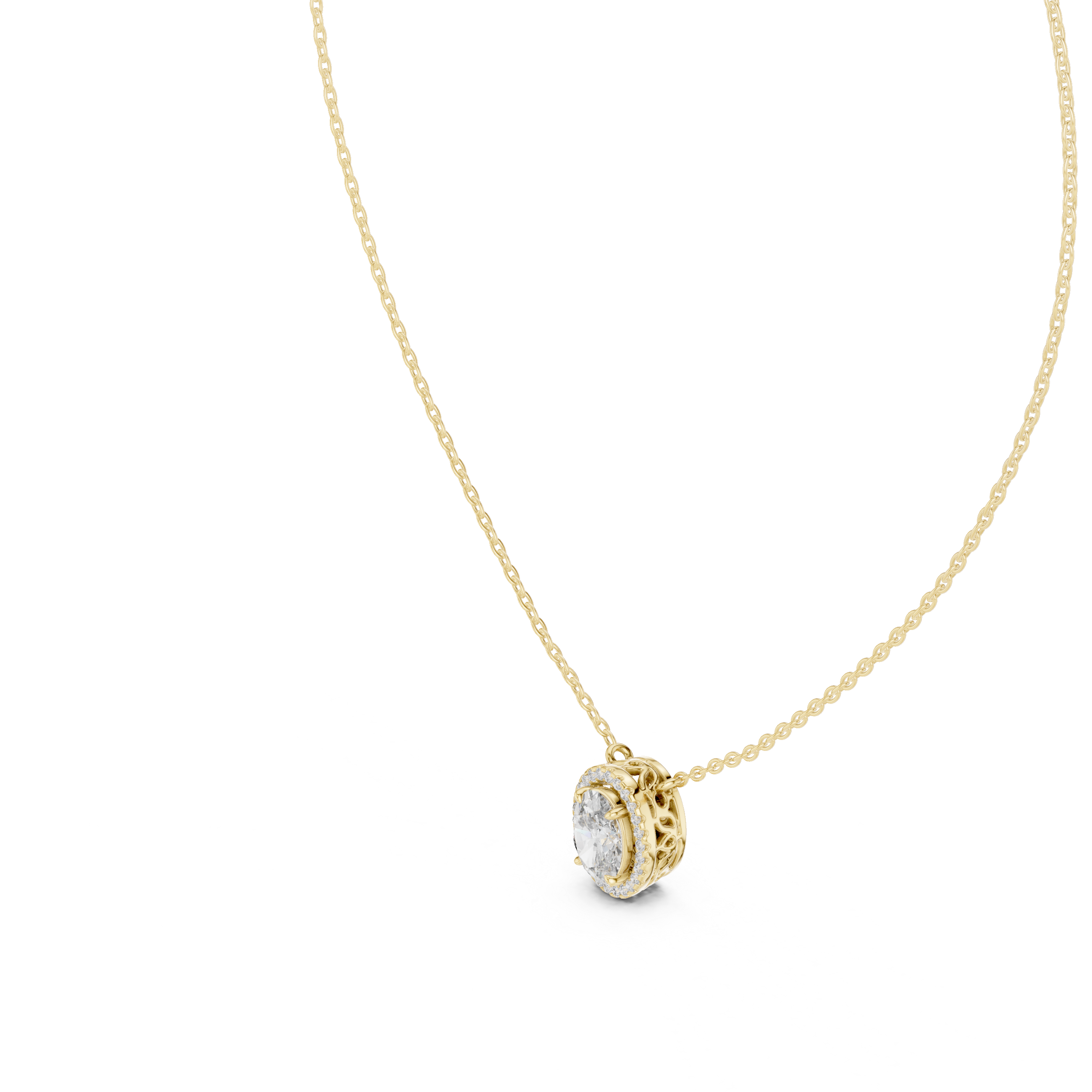 Elegant Oval Lab-Grown Diamond Pendant in 14K/18K Gold – Kiashaa Jewellery