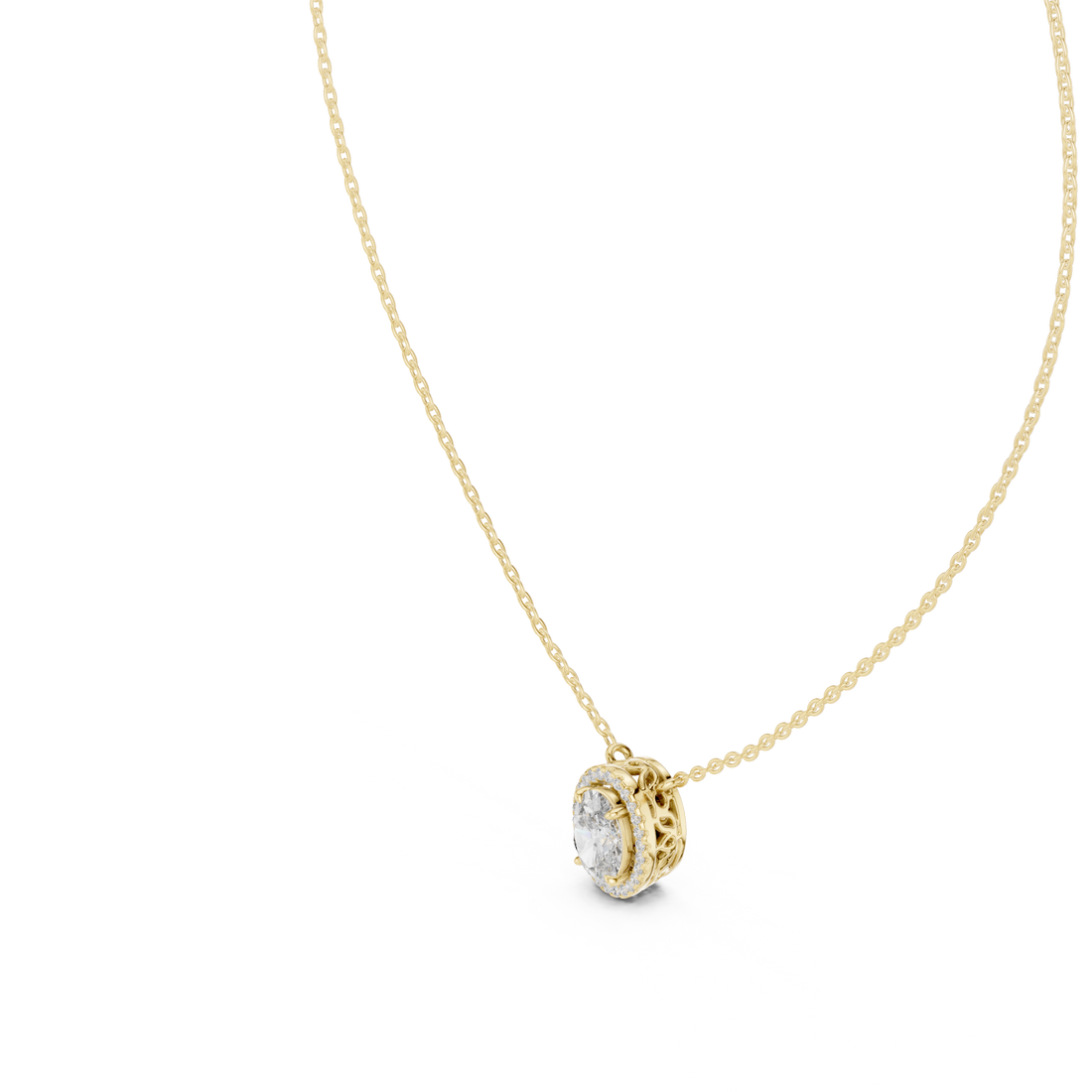 Elegant Oval Lab-Grown Diamond Pendant in 14K/18K Gold – Kiashaa Jewellery